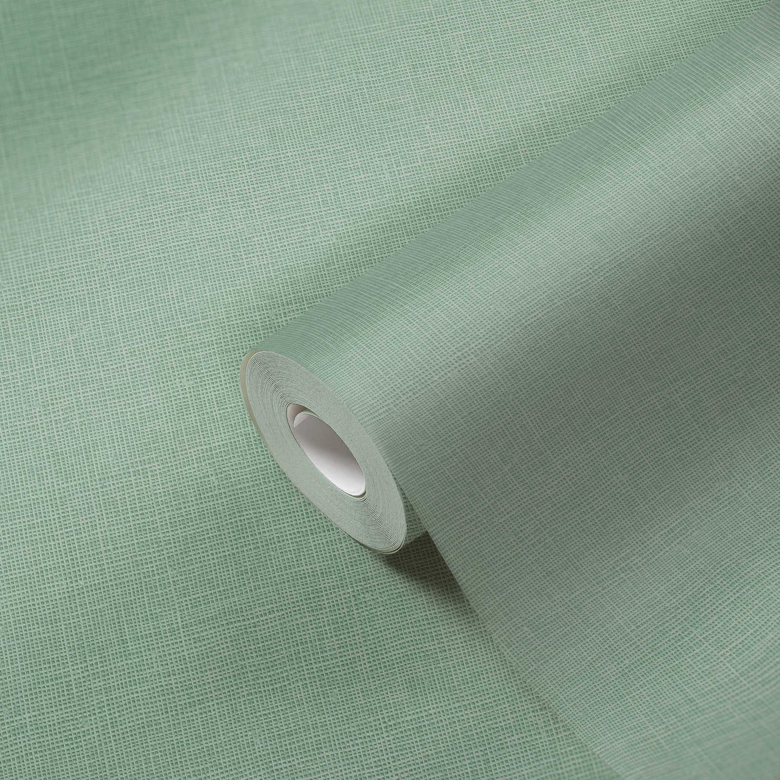             Papel pintado no tejido liso con estructura de lino - verde
        