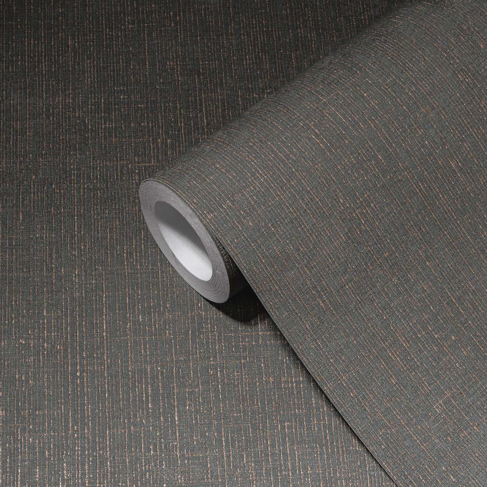             Textiel-look behang antraciet met linnenstructuur - zwart, grijs
        