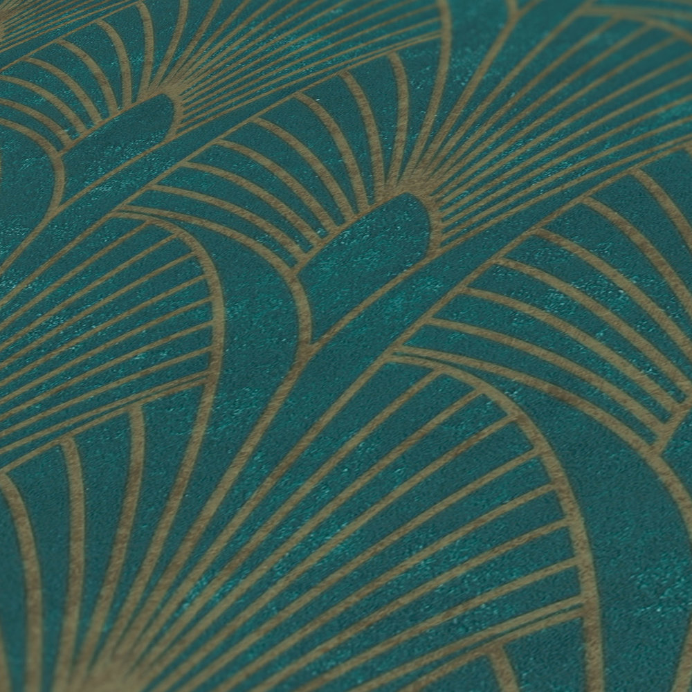             Papel pintado autoadhesivo | Diseño Art Decó con efecto metálico - verde, metálico
        