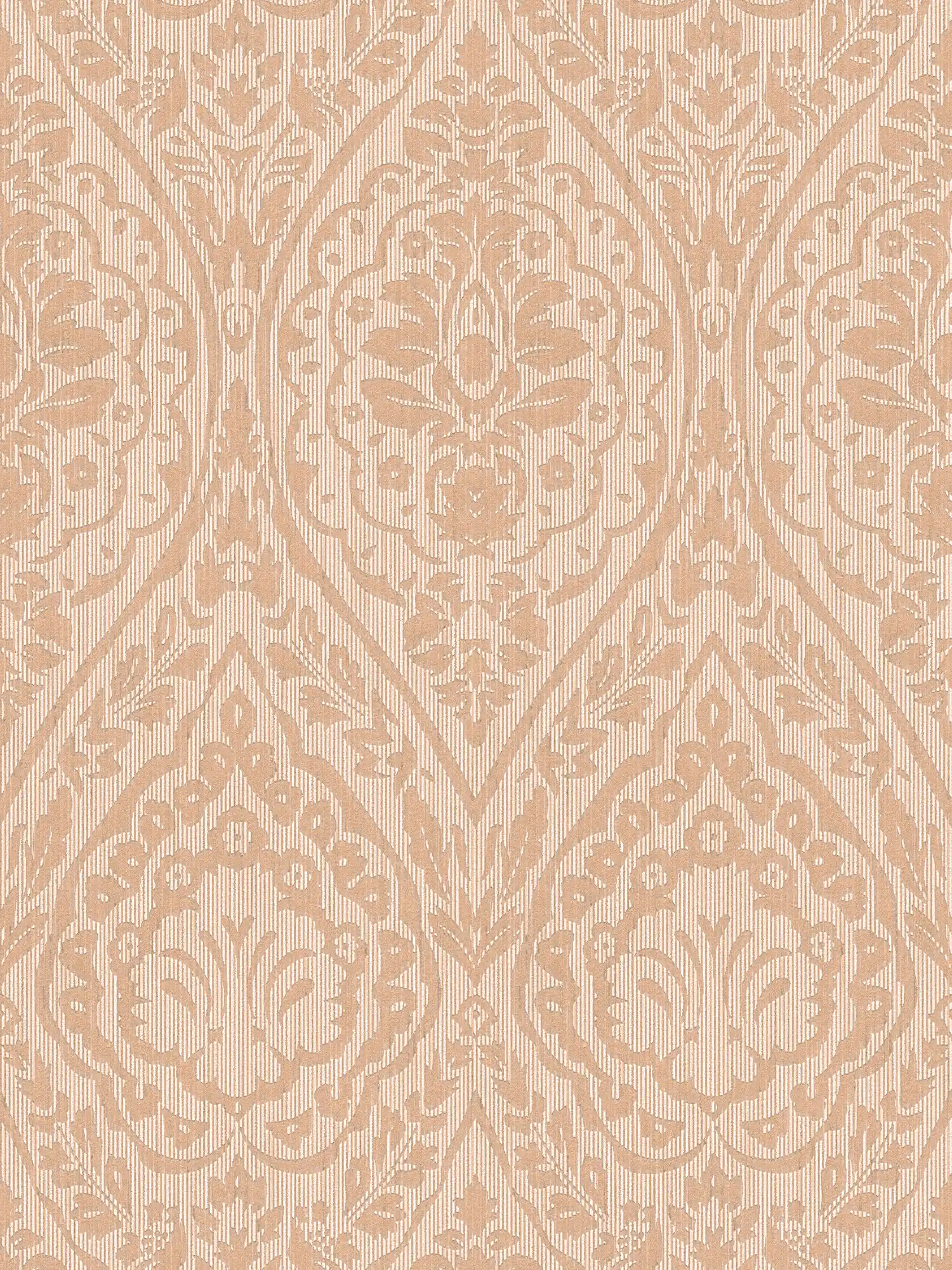 Non-woven wallpaper with ornamental pattern & structure design - beige, cream
