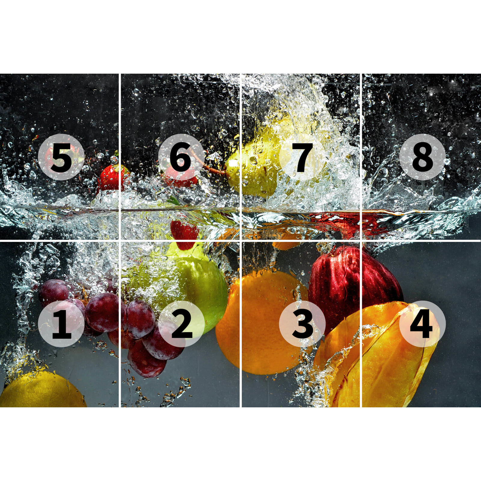             Fruit Behang: Appel, Sinaasappel, Druiven & Aardbeien
        