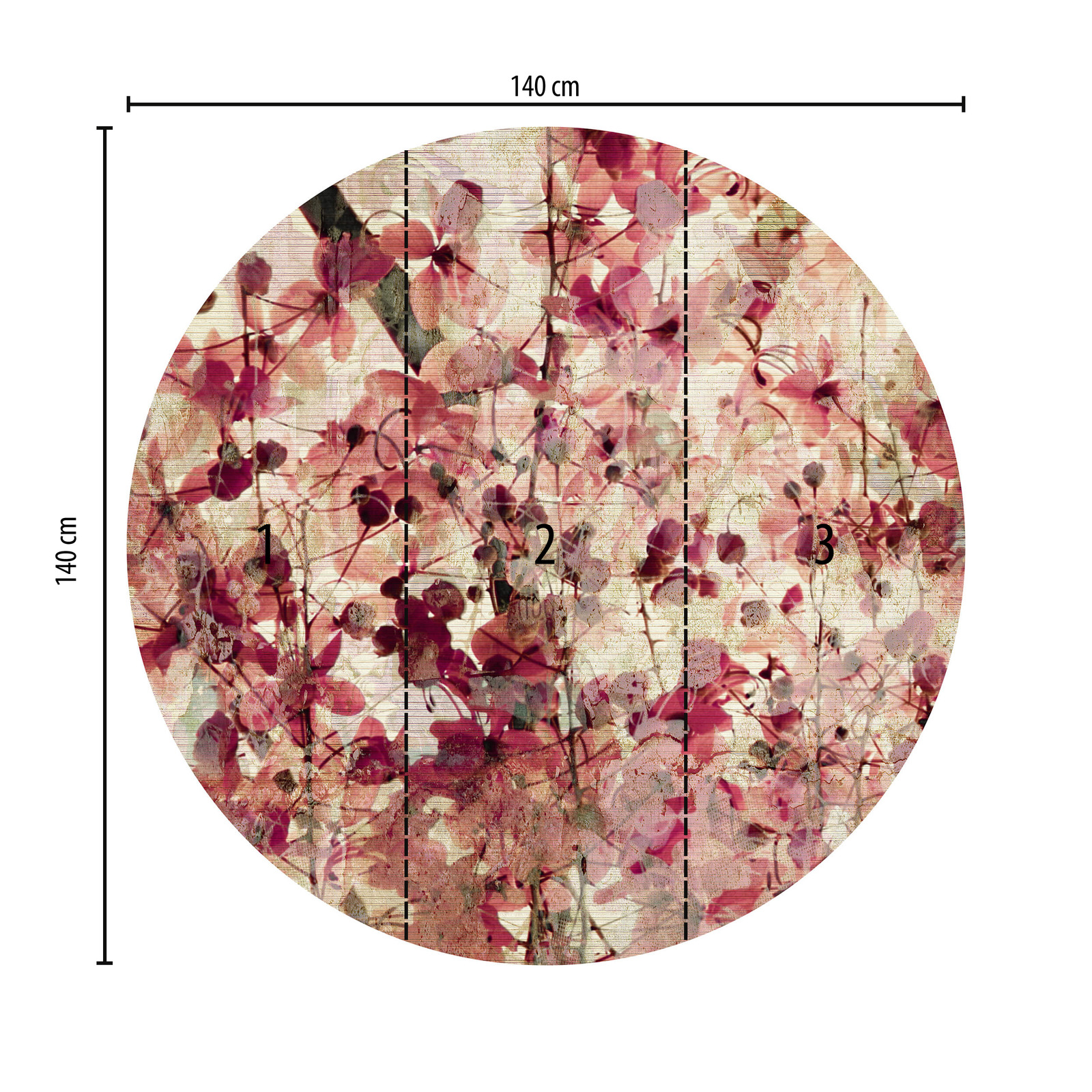             Papier peint panoramique rond motif floral style vintage
        