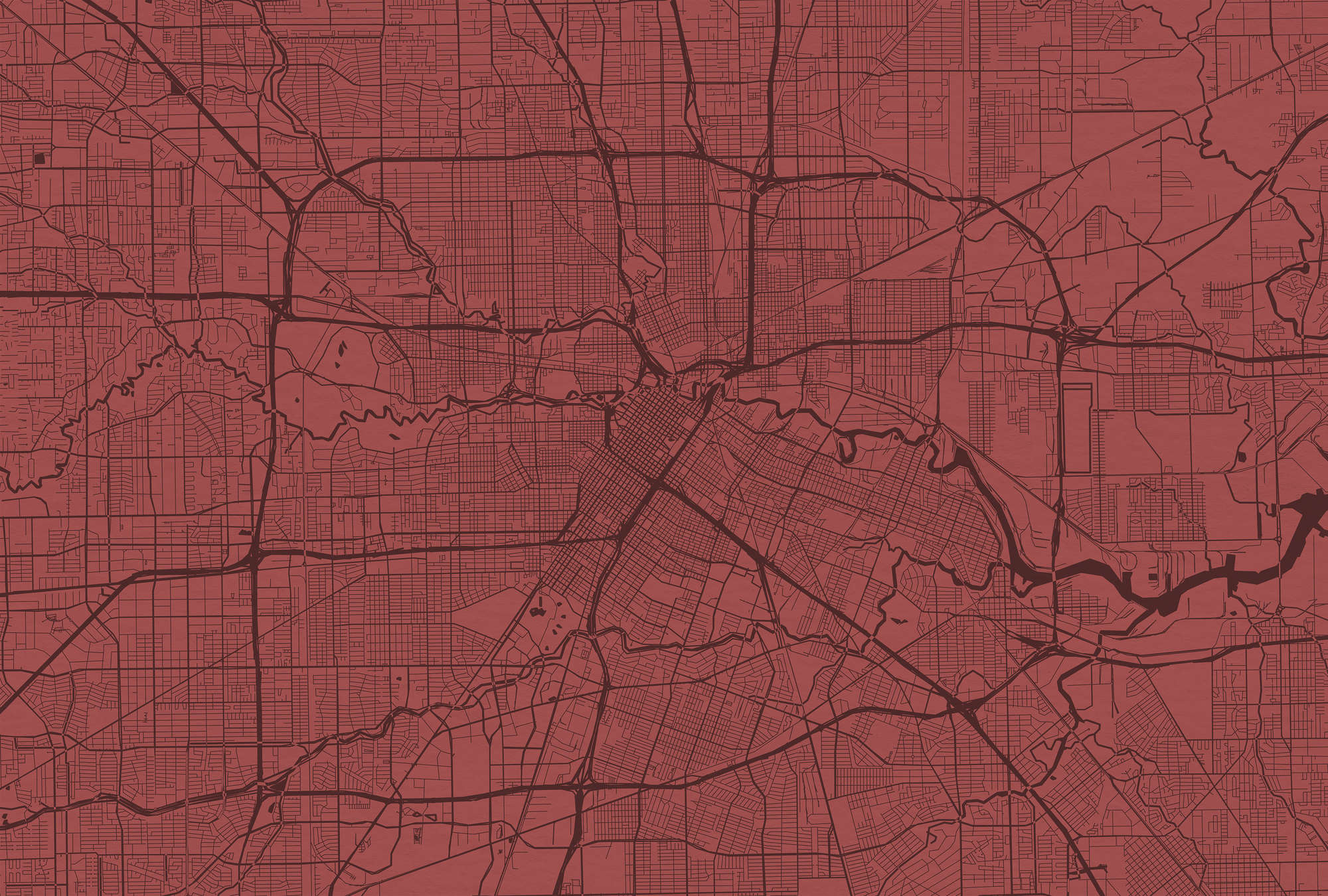             Muurschildering Stadsplattegrond met stratenplan - Rood
        
