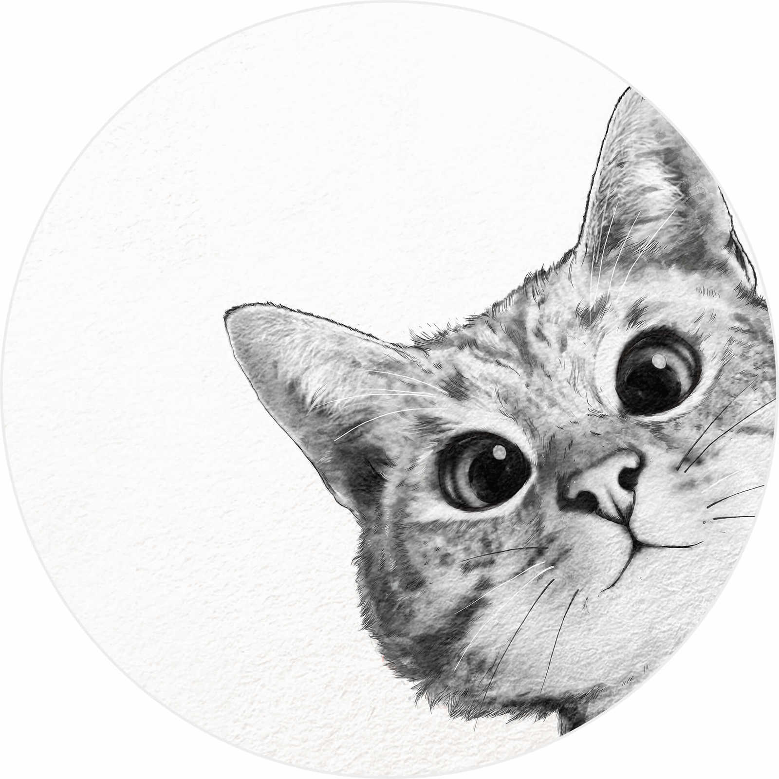         Photo wallpaper round cat face in black & white
    