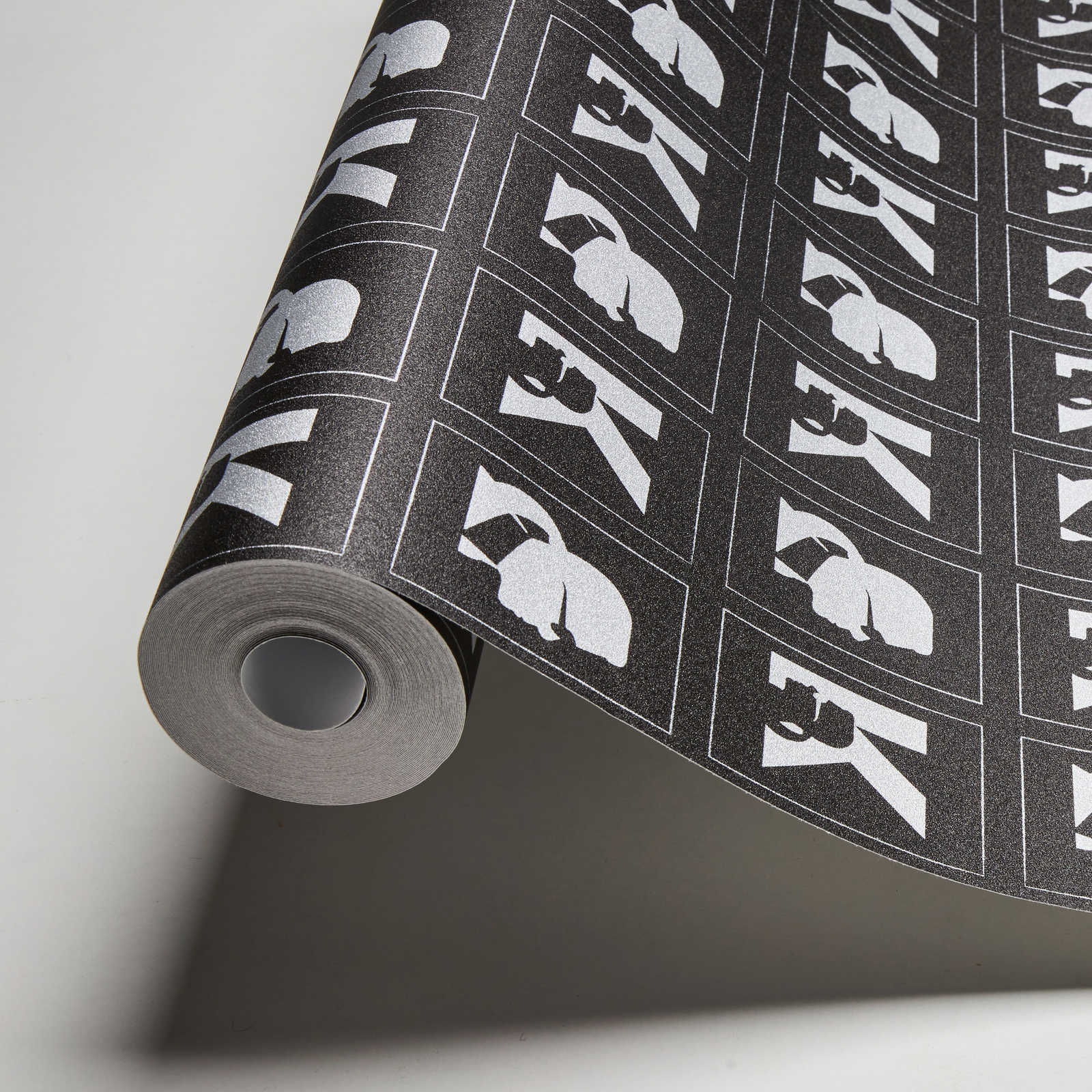             Karl LAGERFELD non-woven wallpaper emblem pattern - metallic, black
        
