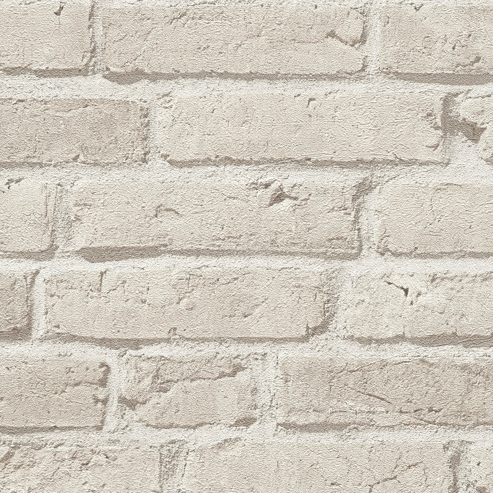             Wall wallpaper light grey brick, industrial style - grey
        