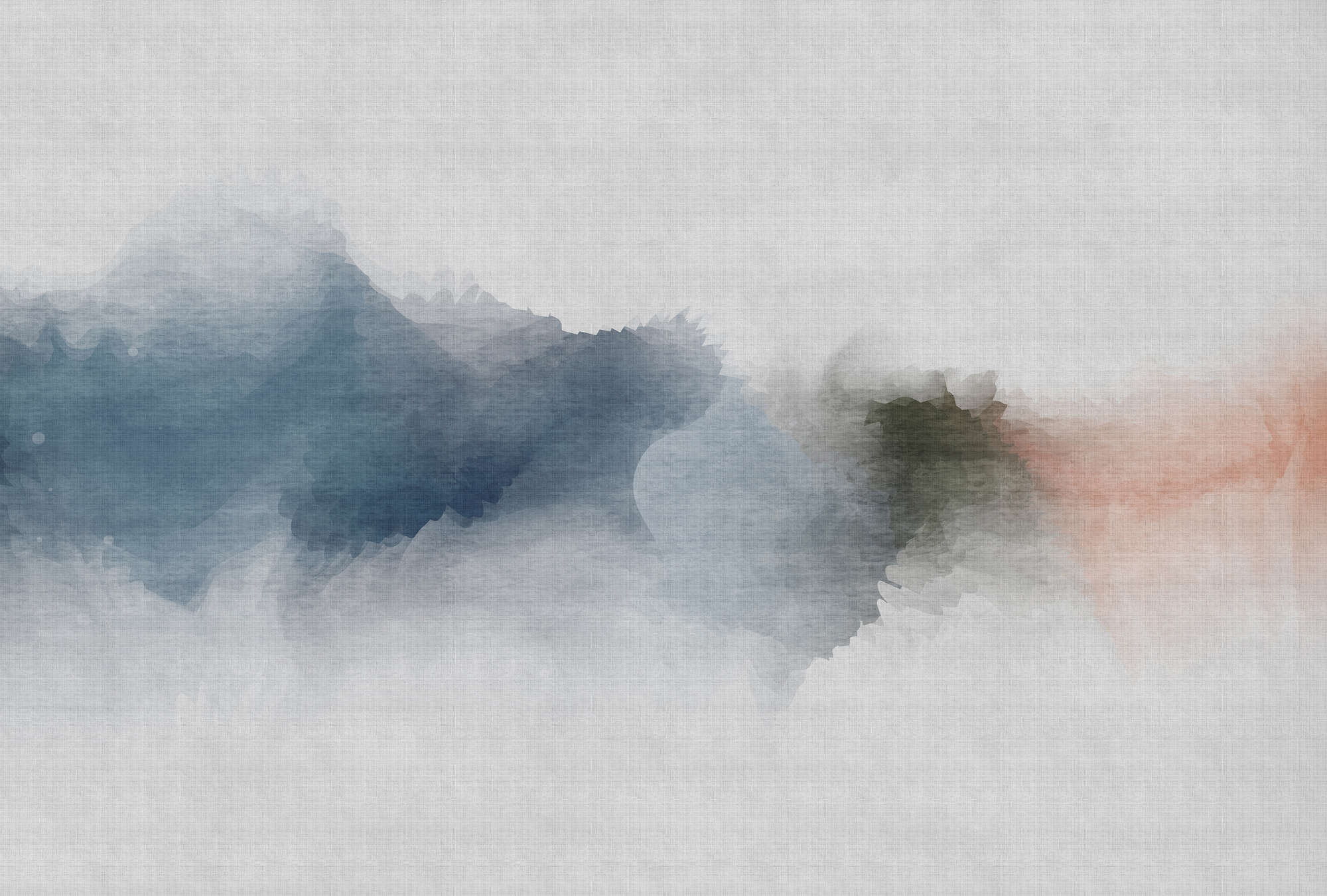             Daydream 1 - Papier peint minimaliste style aquarelle - À structure lin naturel - Gris, orange | Premium intissé lisse
        