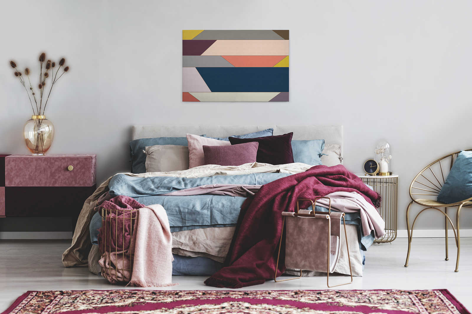             Geometry 1 - Canvas painting with colourful horizontal stripe pattern- ribbed structure - 0.90 m x 0.60 m
        
