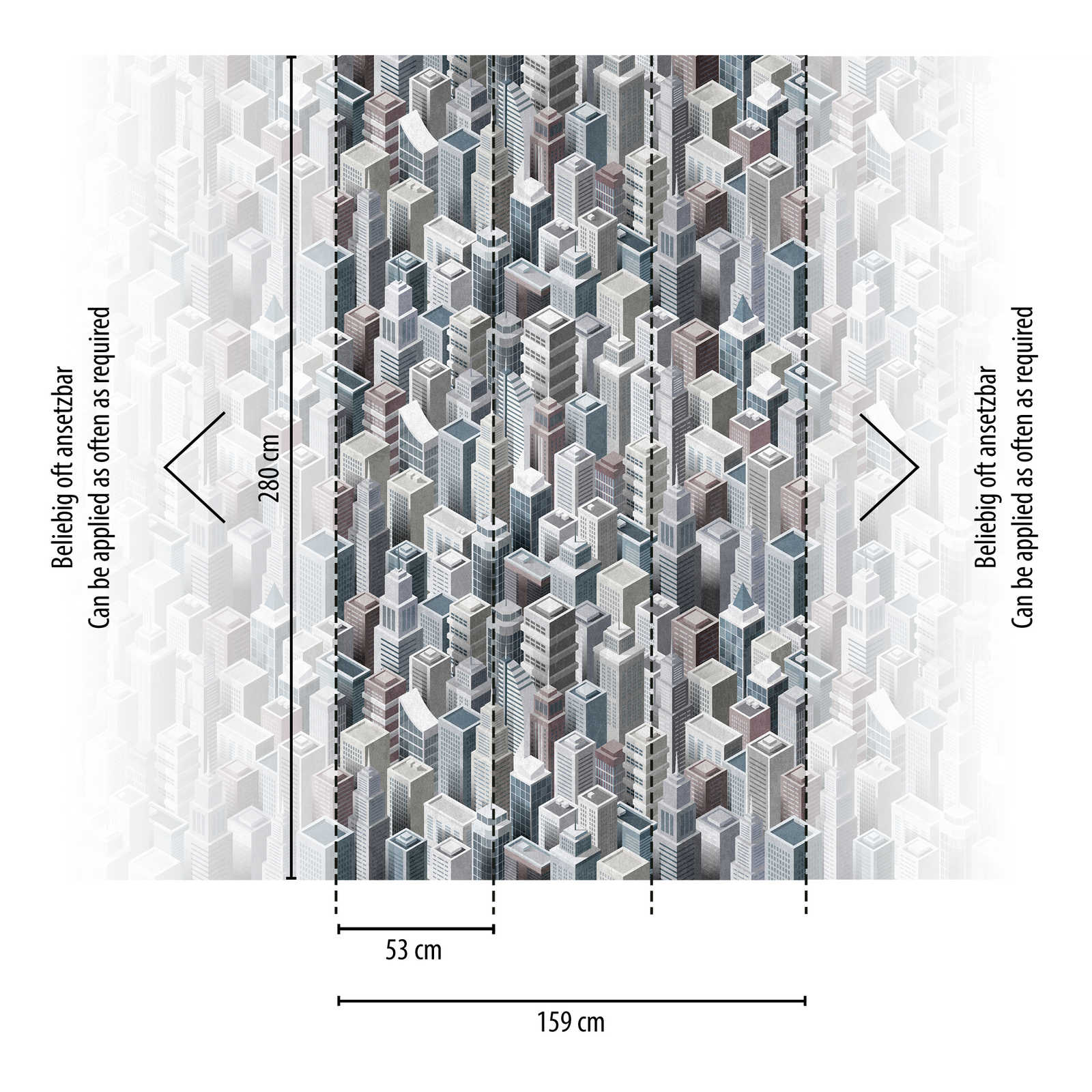             behang nieuwigheid - motief behang wolkenkrabber 3D patroon stedelijk
        