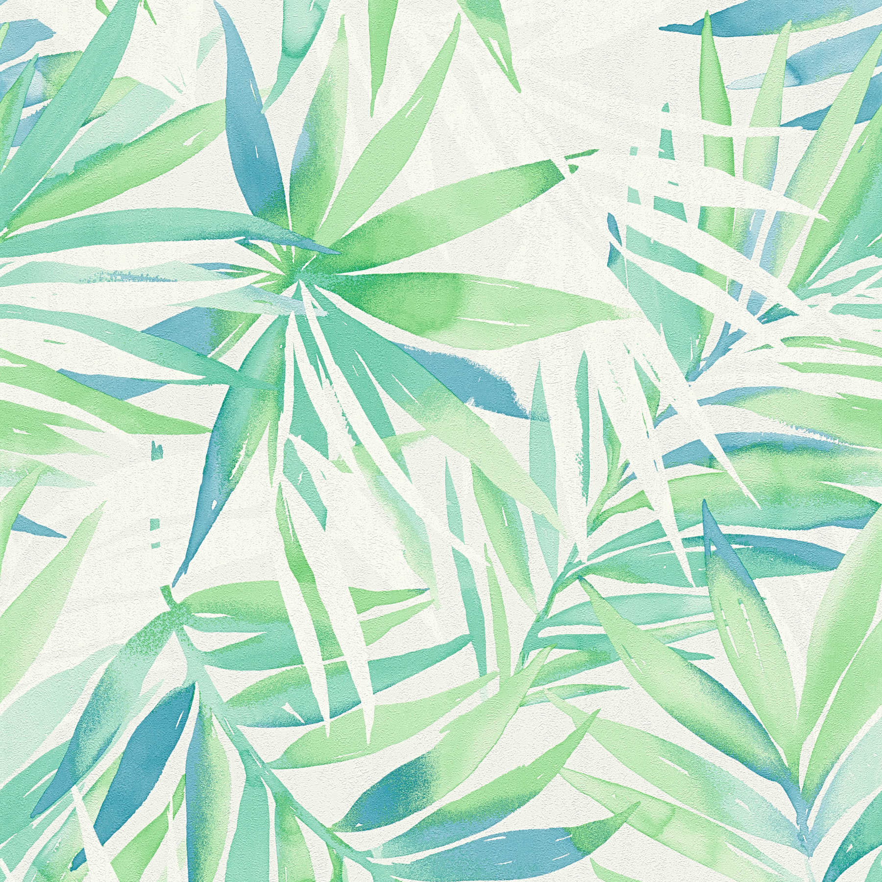Jungle wallpaper leaf motif in watercolour style - green
