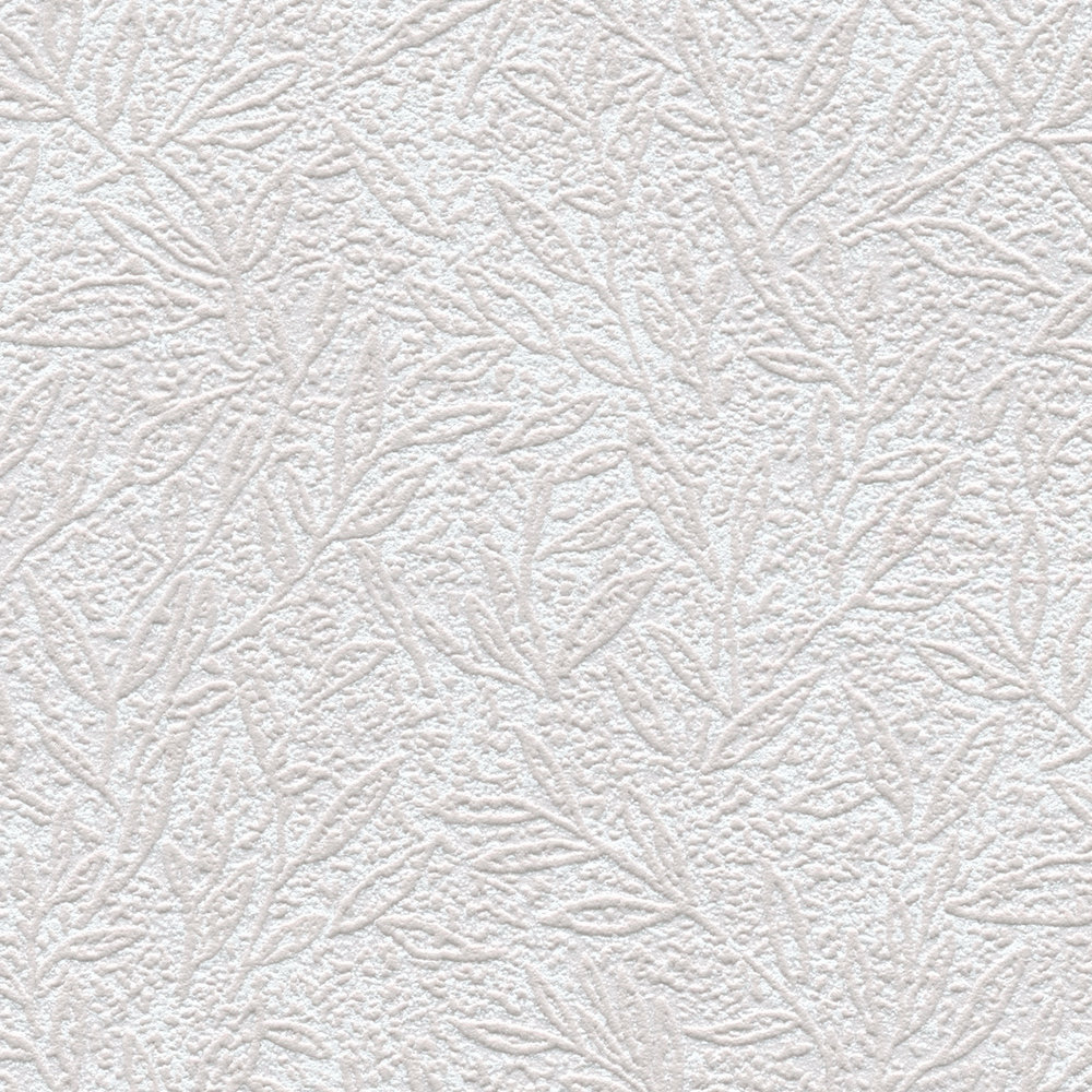             Non-woven wallpaper plain with leaves pattern - beige, brown
        