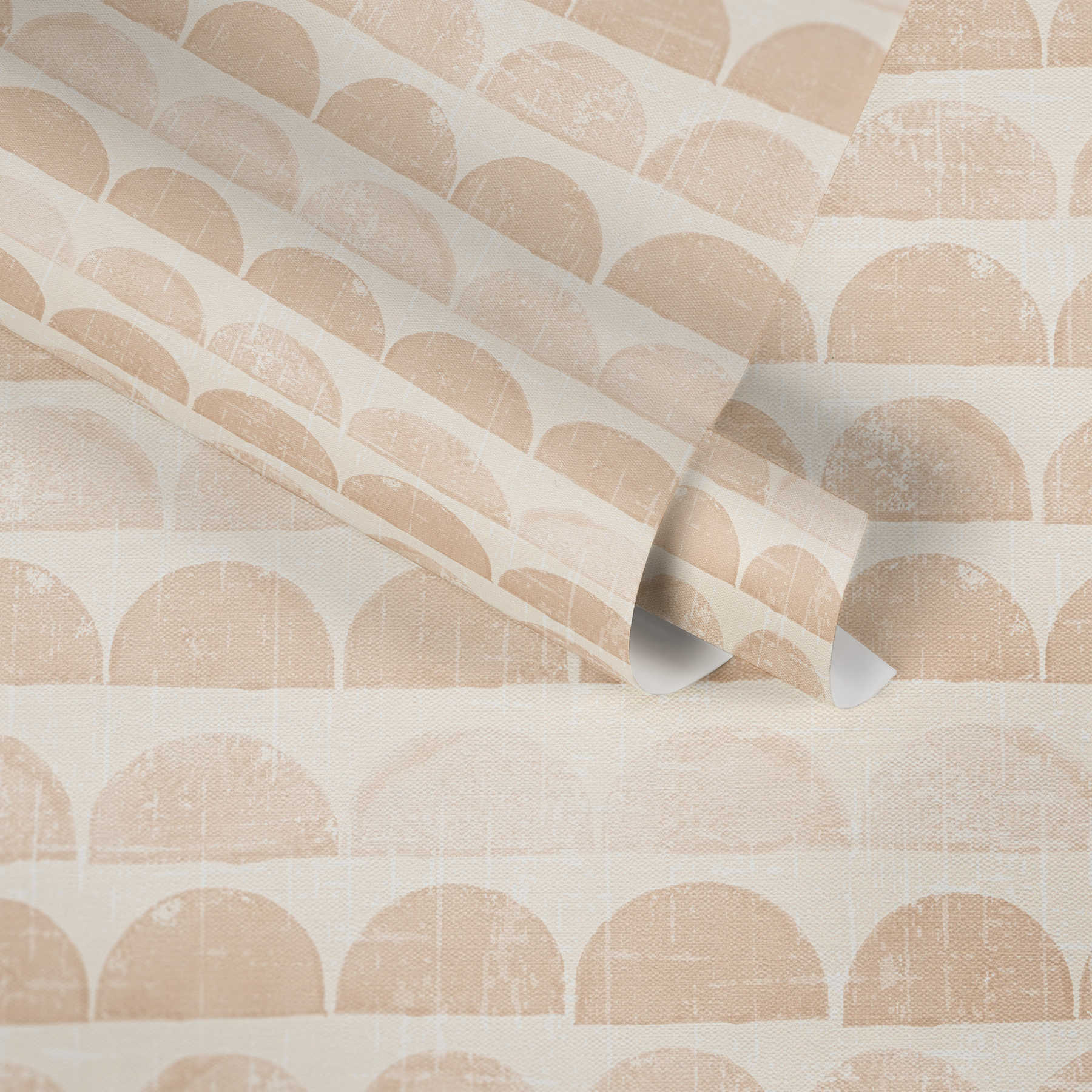             Scandinavisch design behang met halve cirkel patroon - beige, crème
        