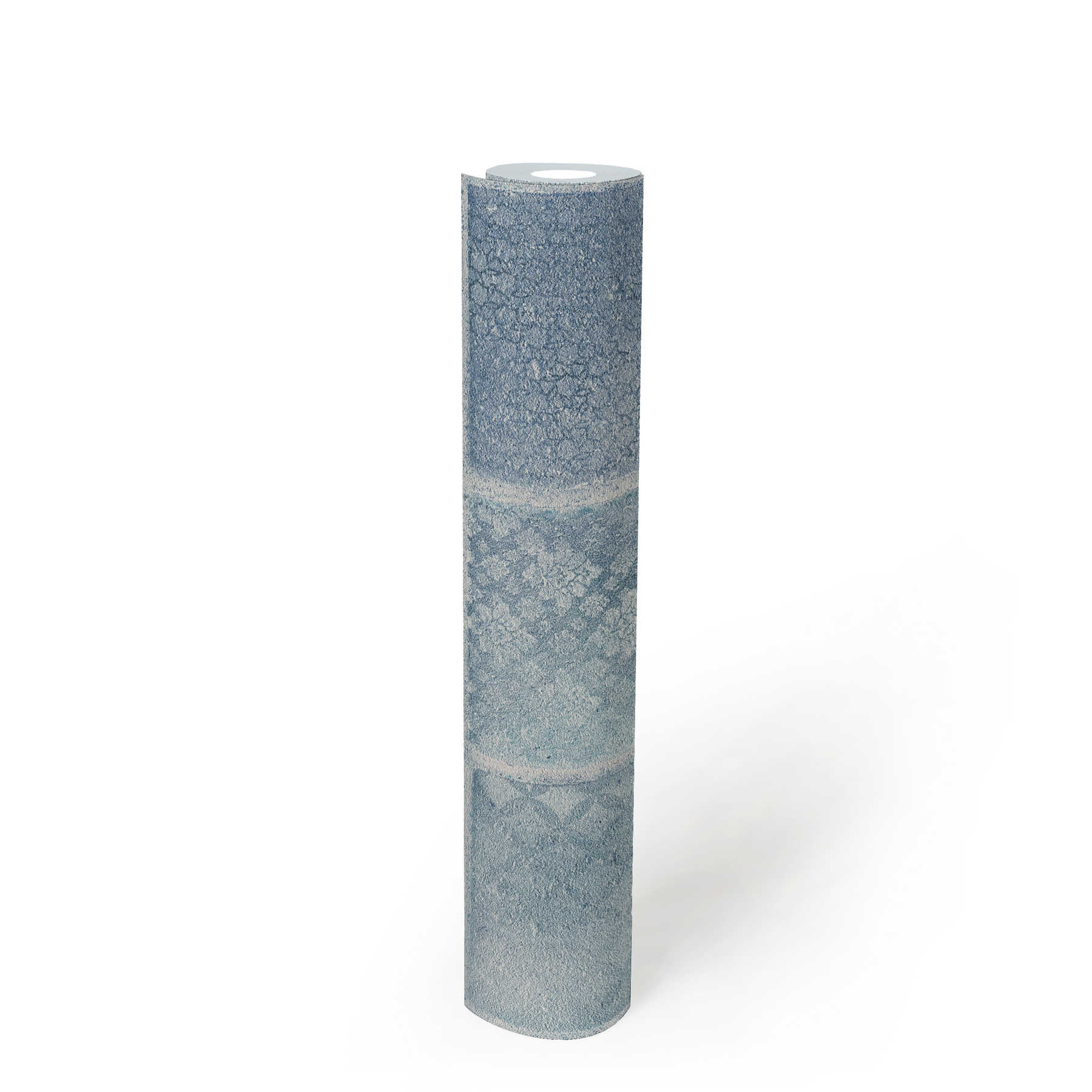             Mosaic and tile look wallpaper - blue, grey, cream
        