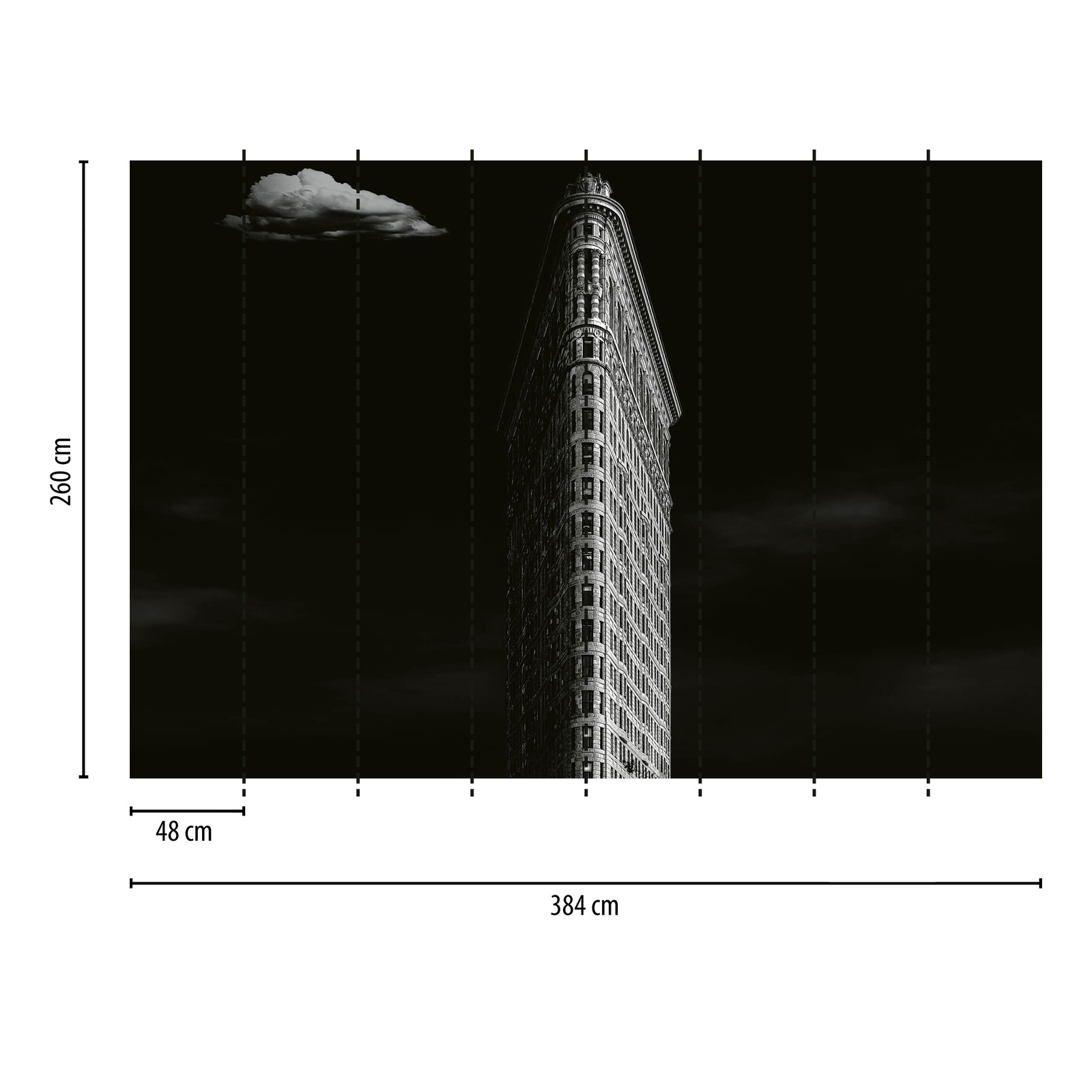             Carta da parati con grattacielo di New York - Nero, bianco, grigio
        