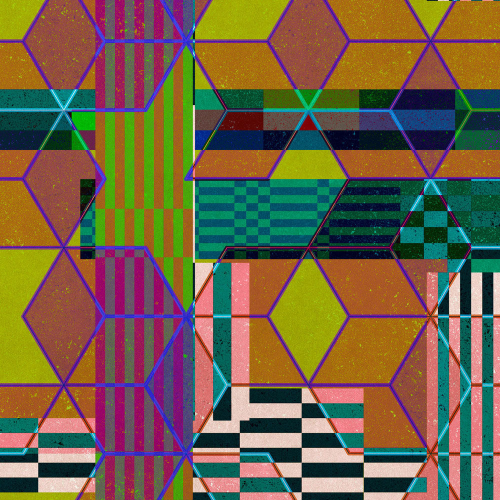             Mirage 1 - papier peint graphique motif mosaïque multicolore
        
