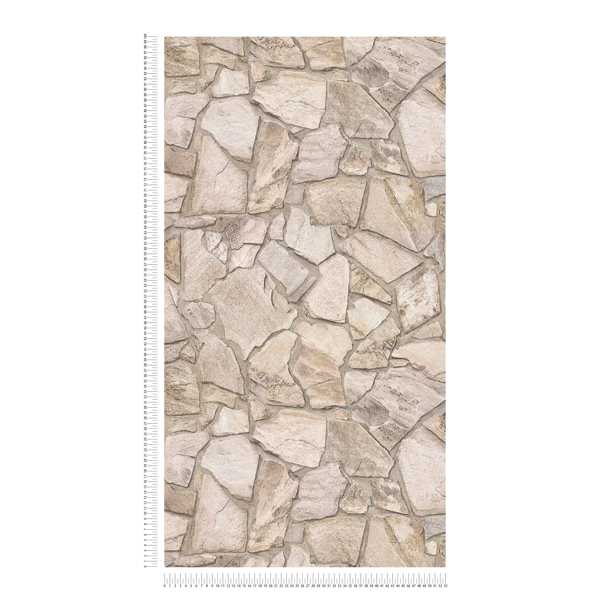             Papel pintado no tejido con aspecto de piedra y ladrillos en 3D - beige, gris, marrón
        