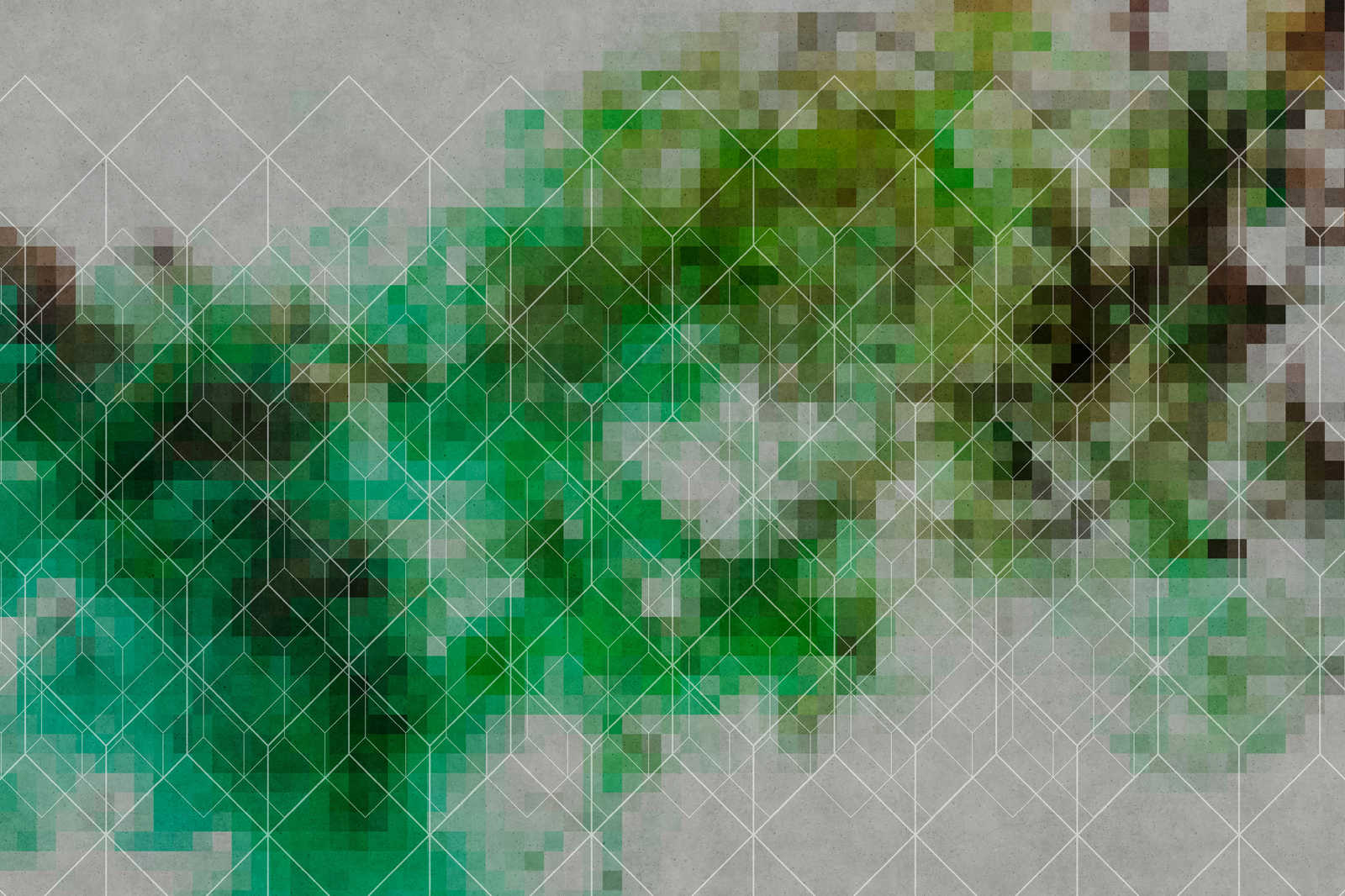             Tableau toile Nuages de couleurs & motifs de lignes | vert, gris - 0,90 m x 0,60 m
        