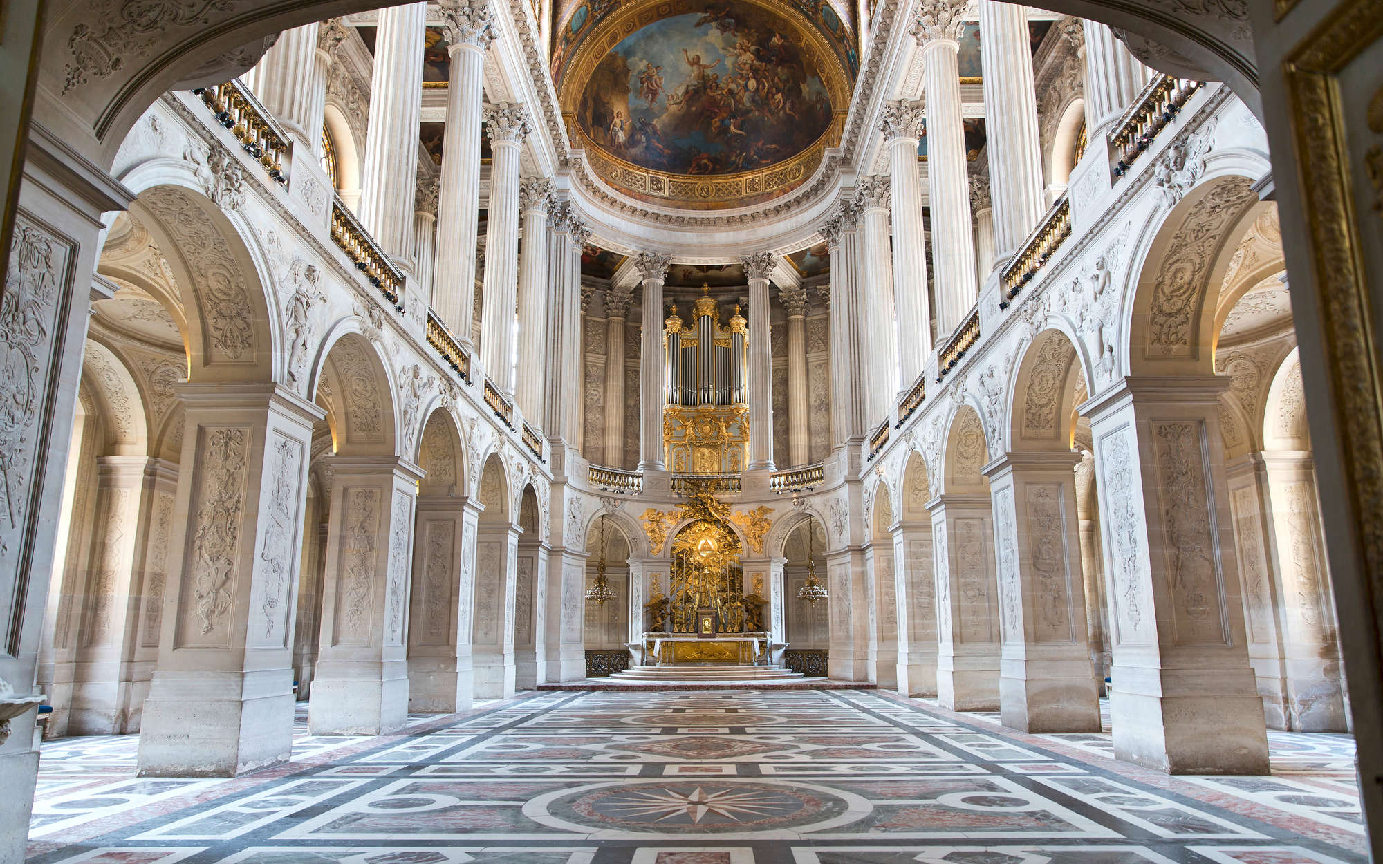             Barok Onderlaag behang Paleis Versailles Hall - Parelmoer Glad Vlies
        