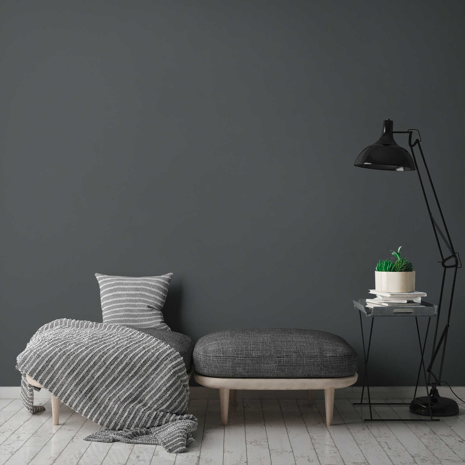             Plain wallpaper dark grey anthracite matt & textured
        