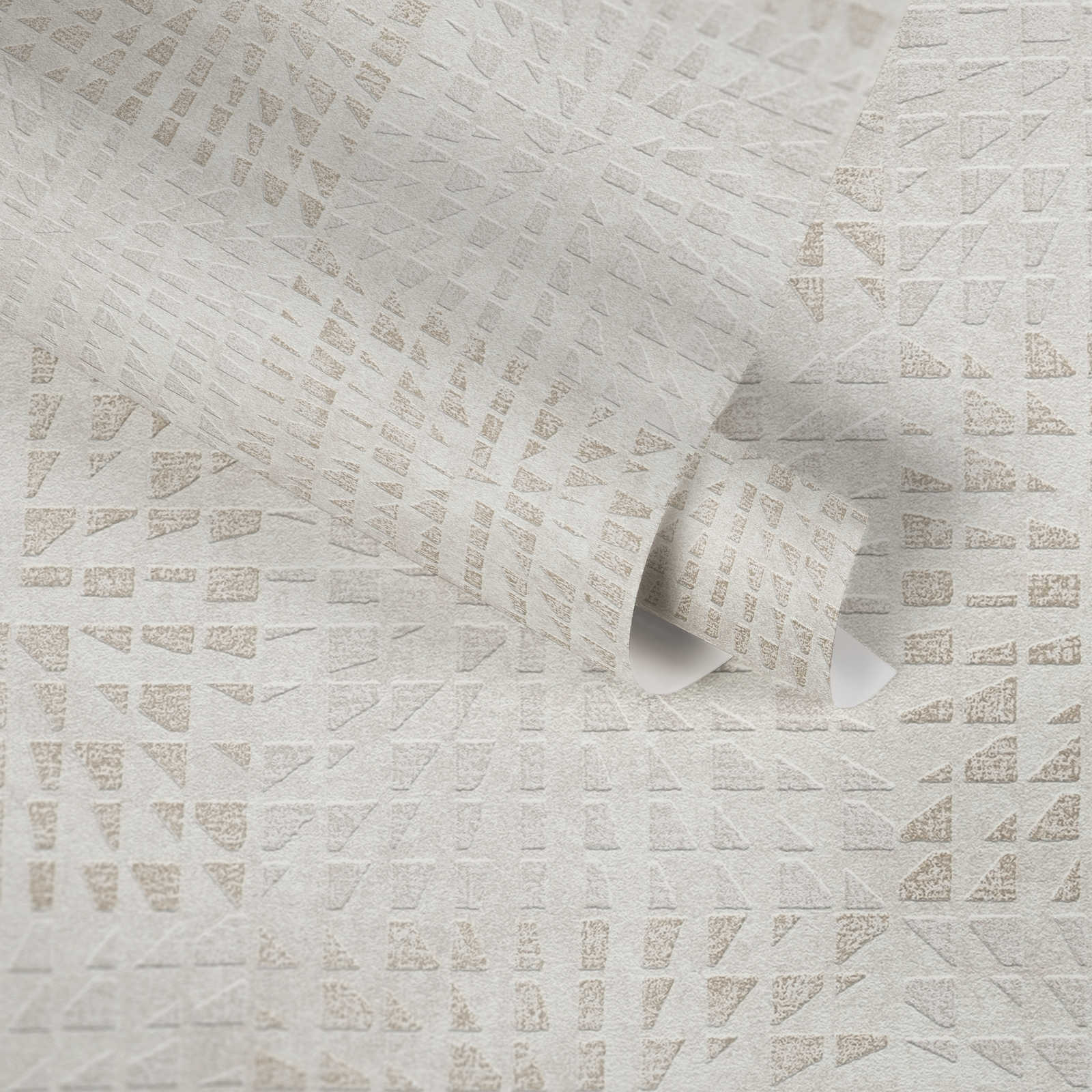             Ethno behang met structuurpatroon en mozaïekeffect - crème
        