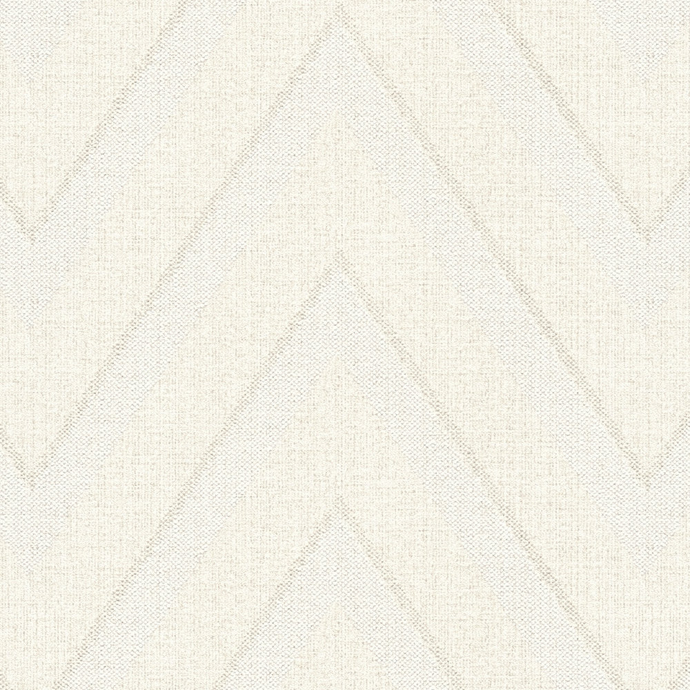             Carta da parati effetto lino a strisce a zig-zag - beige, crema
        