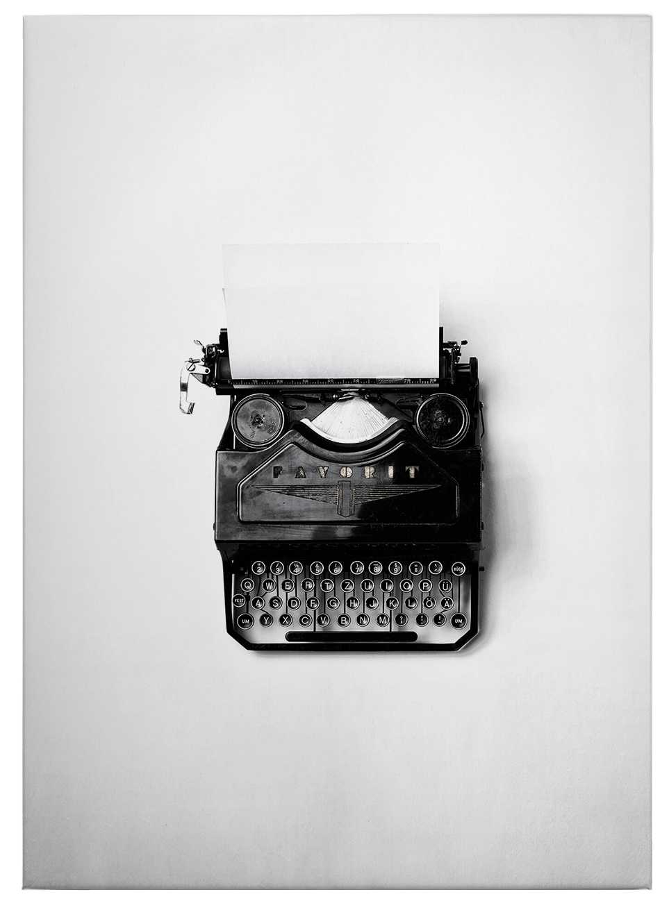             Canvas print typewriter retro design, black and white
        