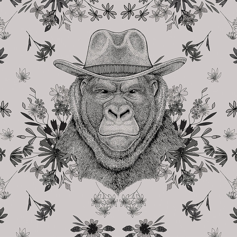         Design wall mural gorilla in drawing style - grey, black
    