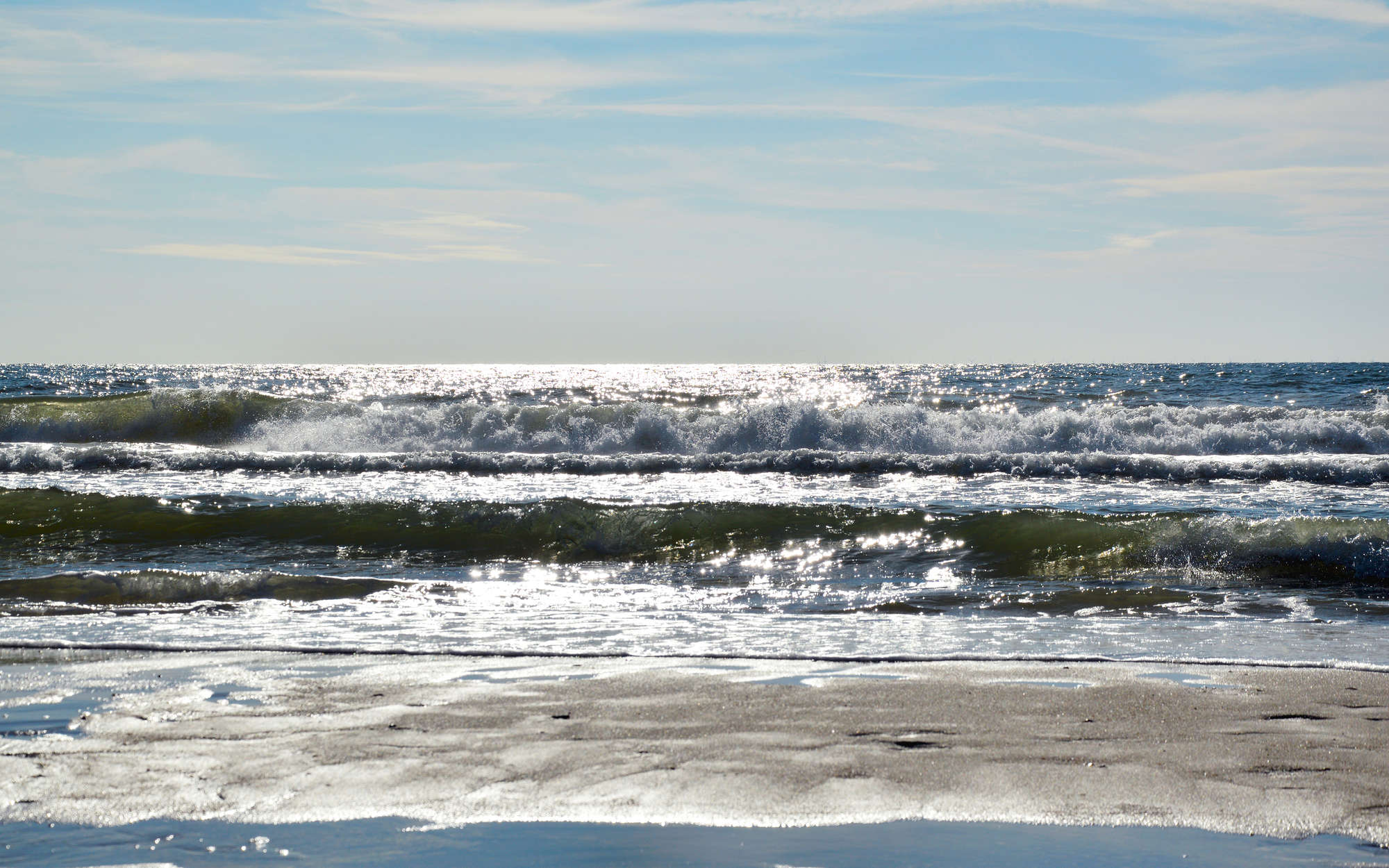             Papel pintado Playa del Mar del Norte con olas - Premium Smooth Fleece
        