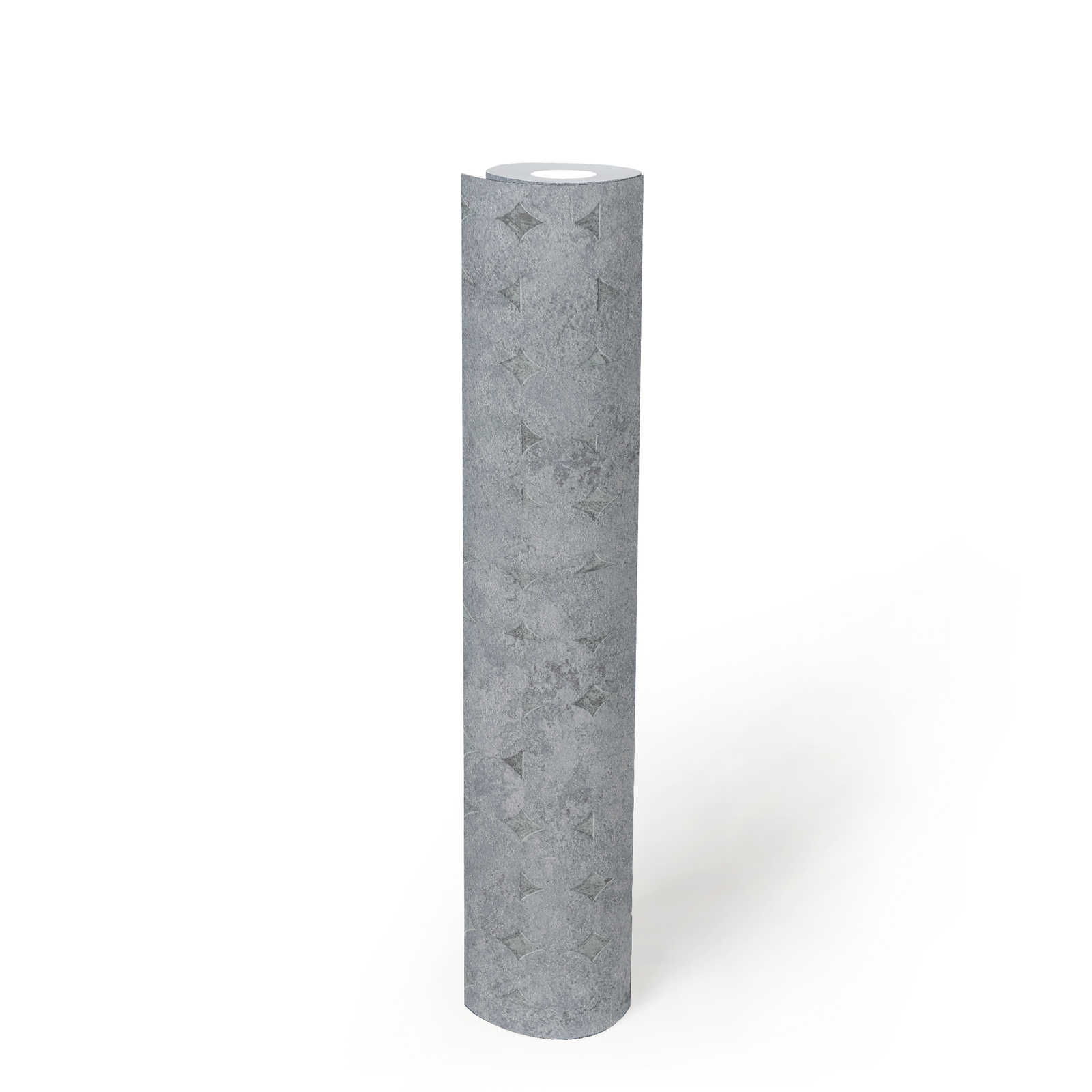            Papel pintado no tejido de un color con estructura y dibujo rugoso - gris, plata
        