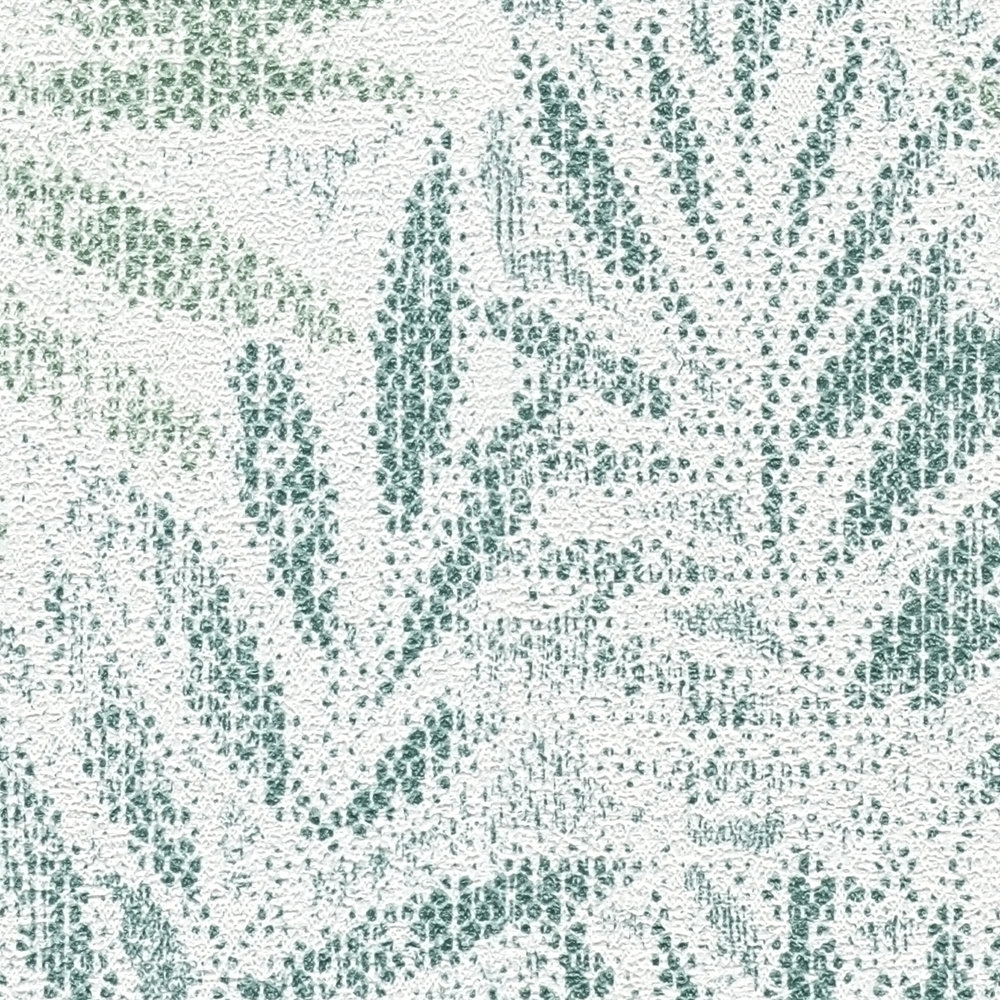             Leaf pattern wallpaper with glossy structure - white, green
        