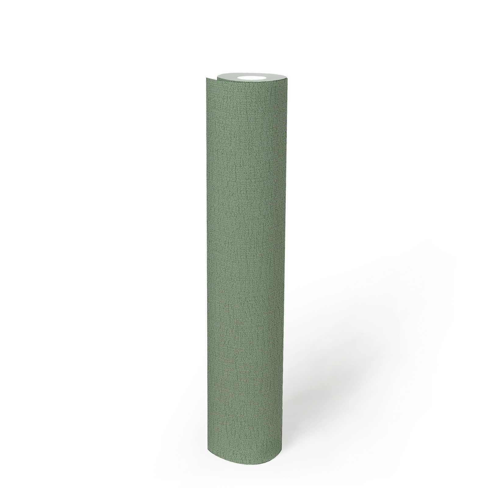             Non-woven wallpaper plain moss green with textured pattern - green
        