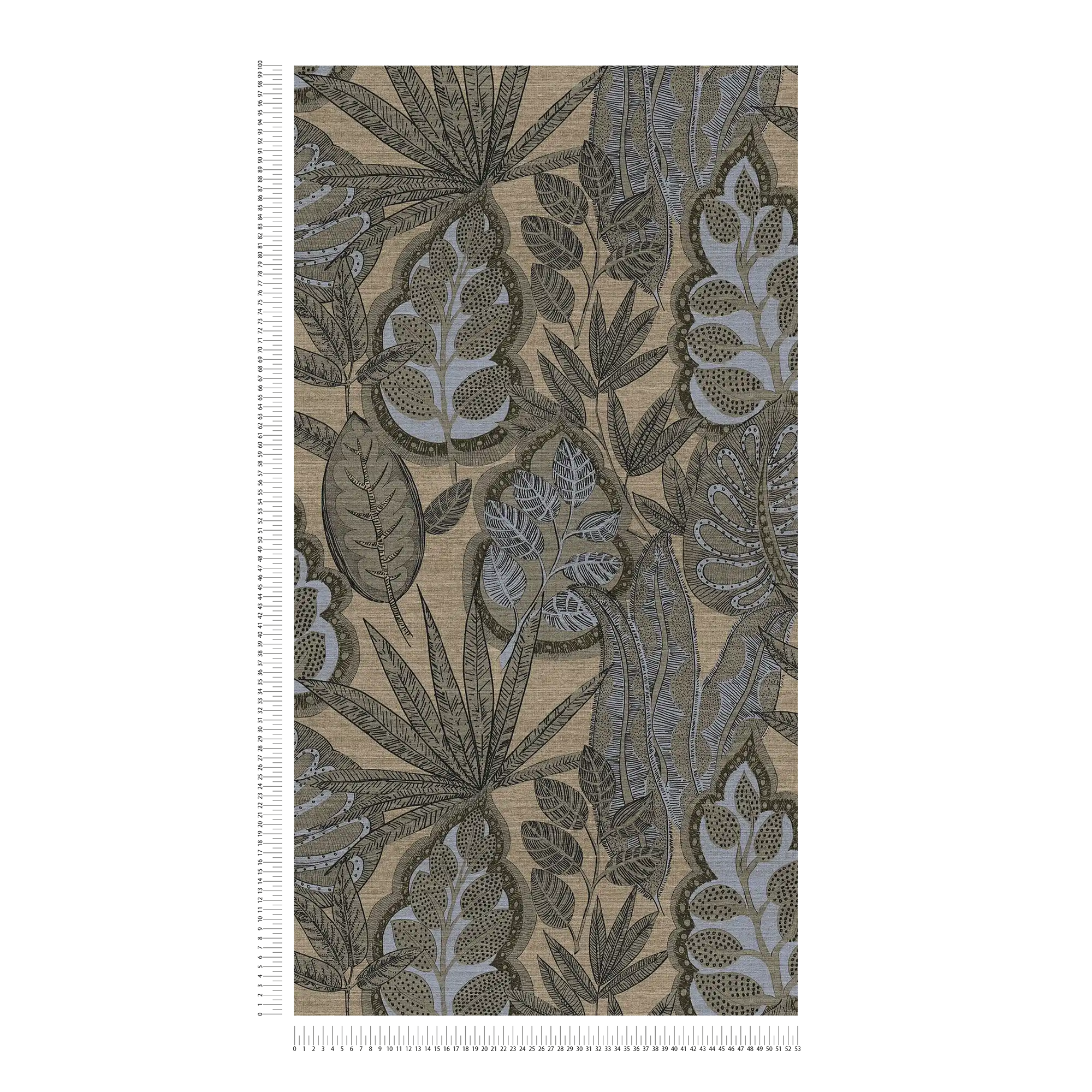             Floral non-woven wallpaper in graphic design with light structure, matt - grey, beige, brown
        
