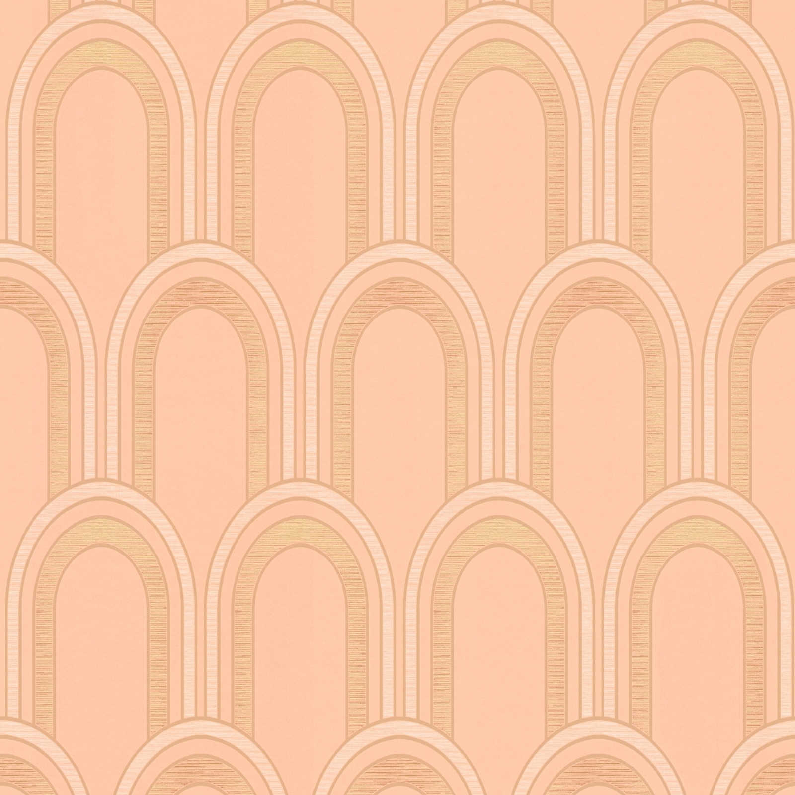 Non-woven wallpaper with bow pattern - orange, white, gold
