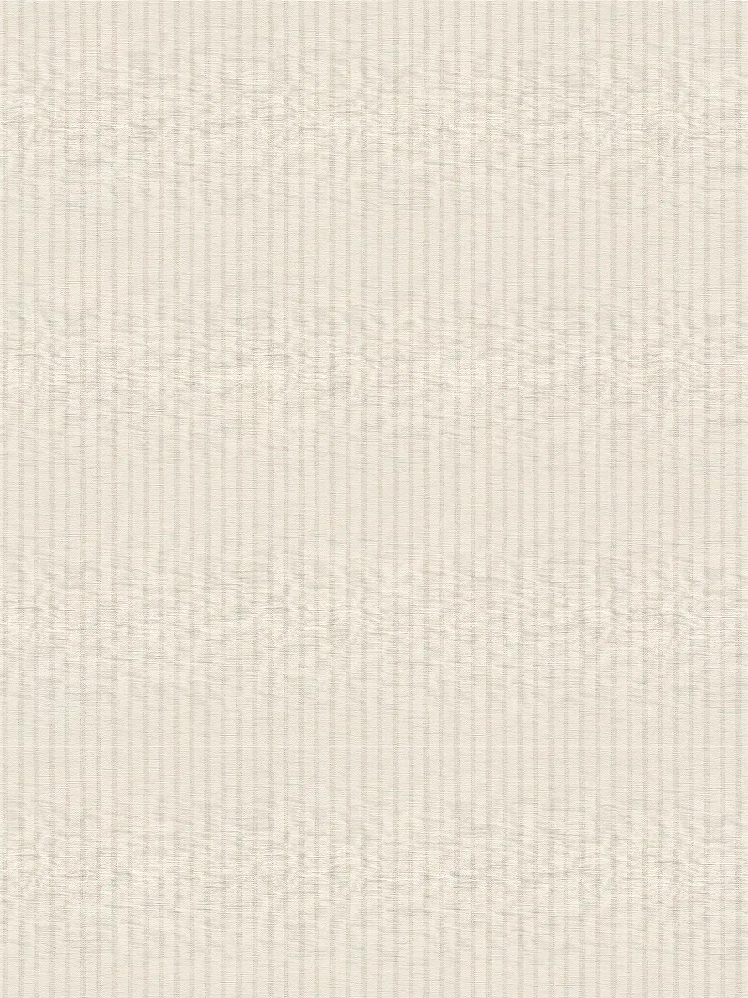 Papel pintado no tejido con rayas sutiles en estilo campestre - blanco, gris
