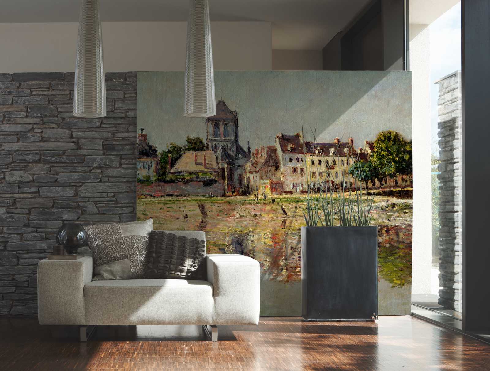            Papier peint panoramique "Au bord de la rivière près de Vernon" de Claude Monet
        