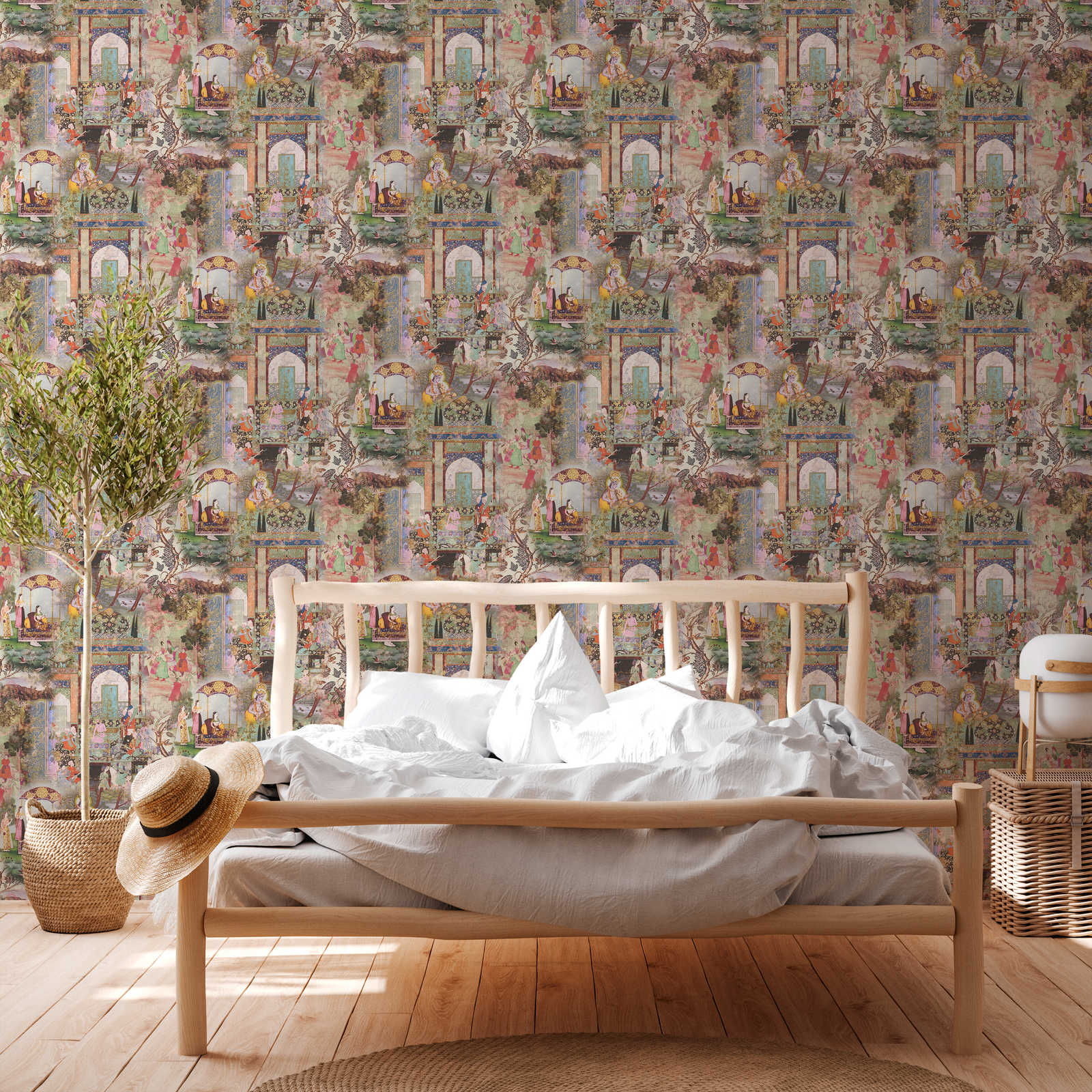             Pattern wallpaper non-woven vintage ethnic motif - colourful
        