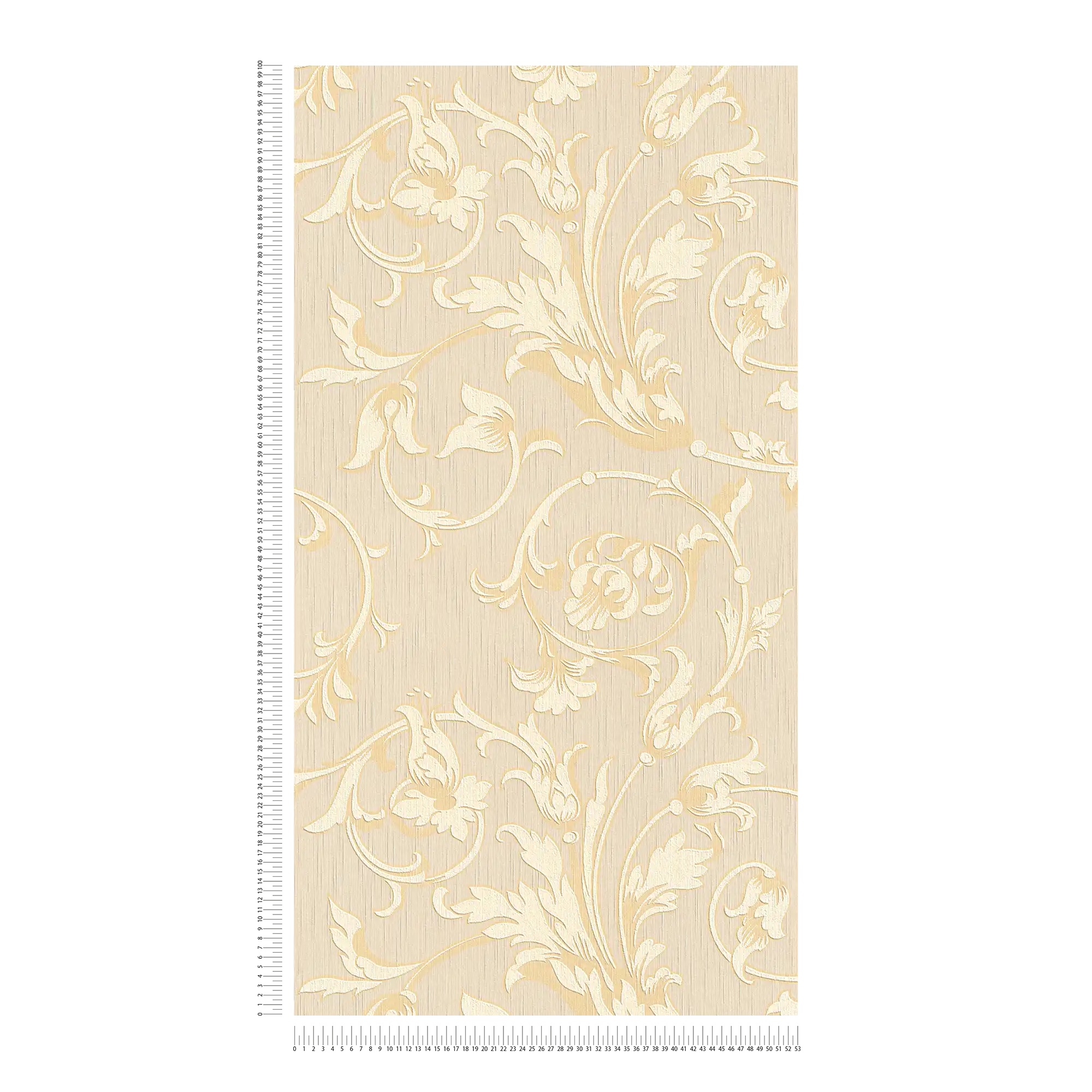             Carta da parati ornamentale con effetto seta - crema, oro, beige
        