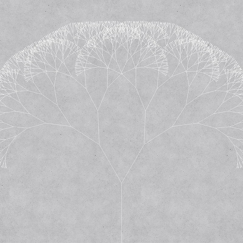 Papier peint arbre à pissenlits - gris, blanc
