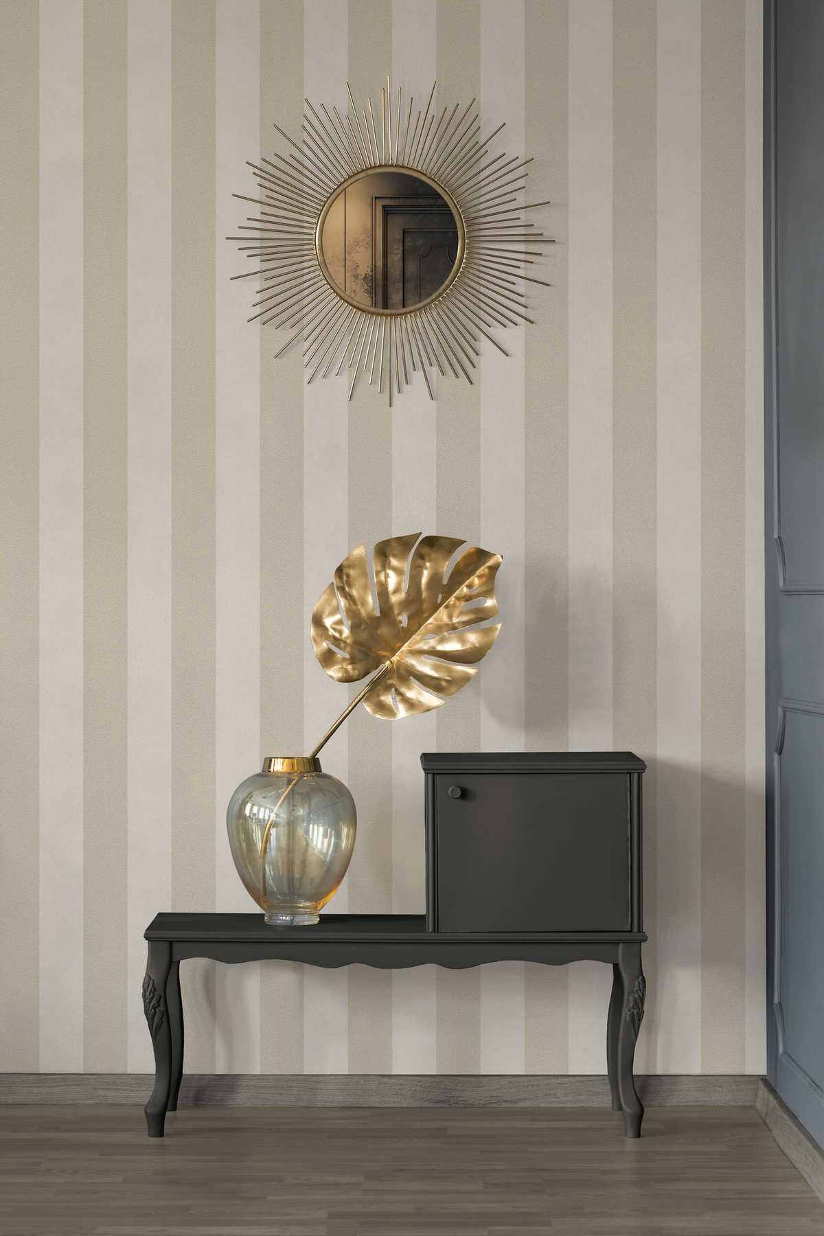             Block stripe wallpaper with colour and texture pattern - beige, gold, cream
        