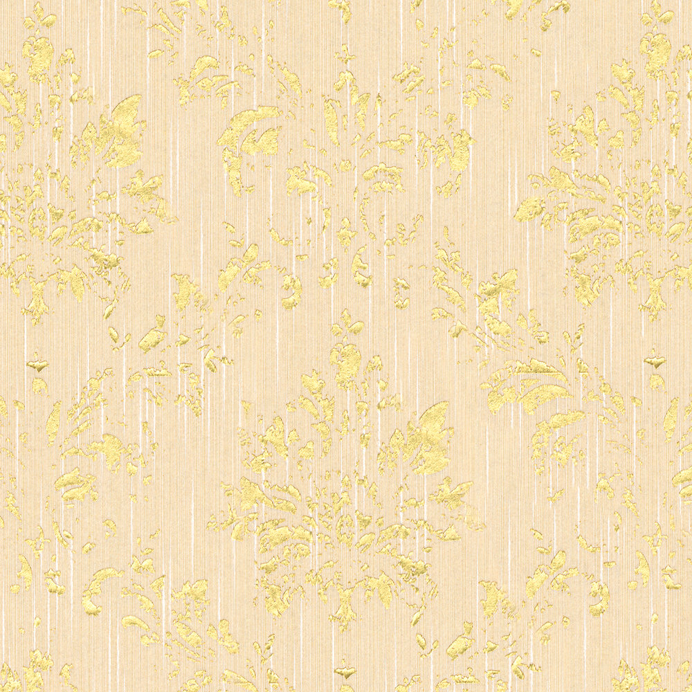             Wallpaper with gold ornaments in used look - cream, gold
        