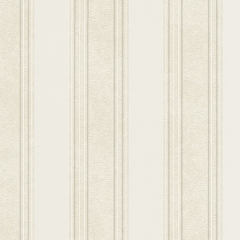             Carta da parati in tessuto non tessuto a righe in stile classico - Crema
        