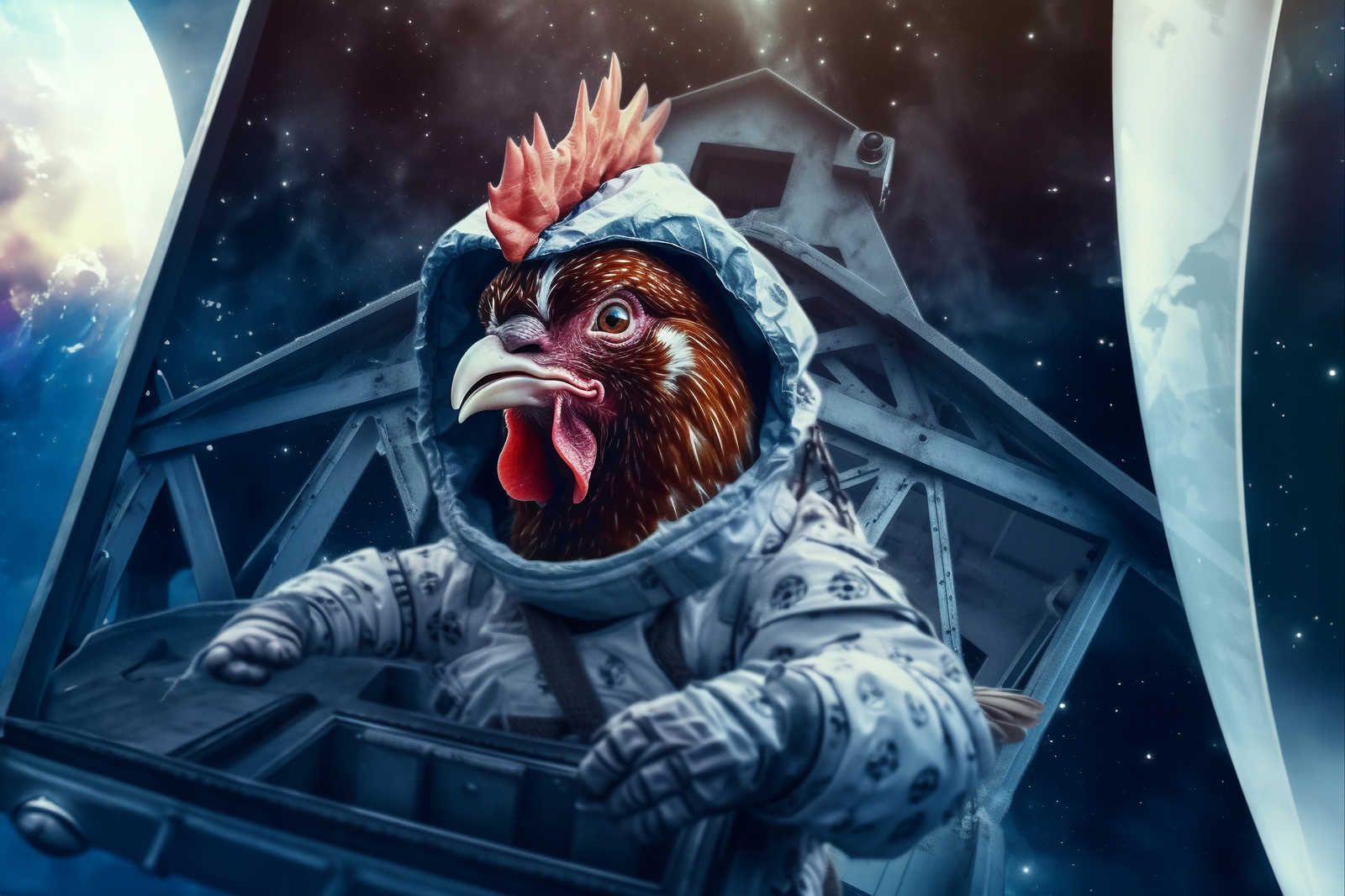             KI Pintura en lienzo »Space Chicken« - 90 cm x 60 cm
        