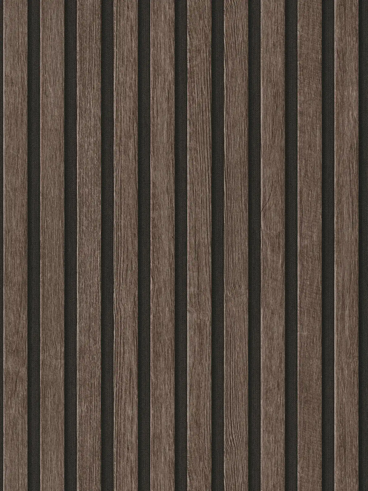Papel pintado de panel de madera con estructura fina - marrón
