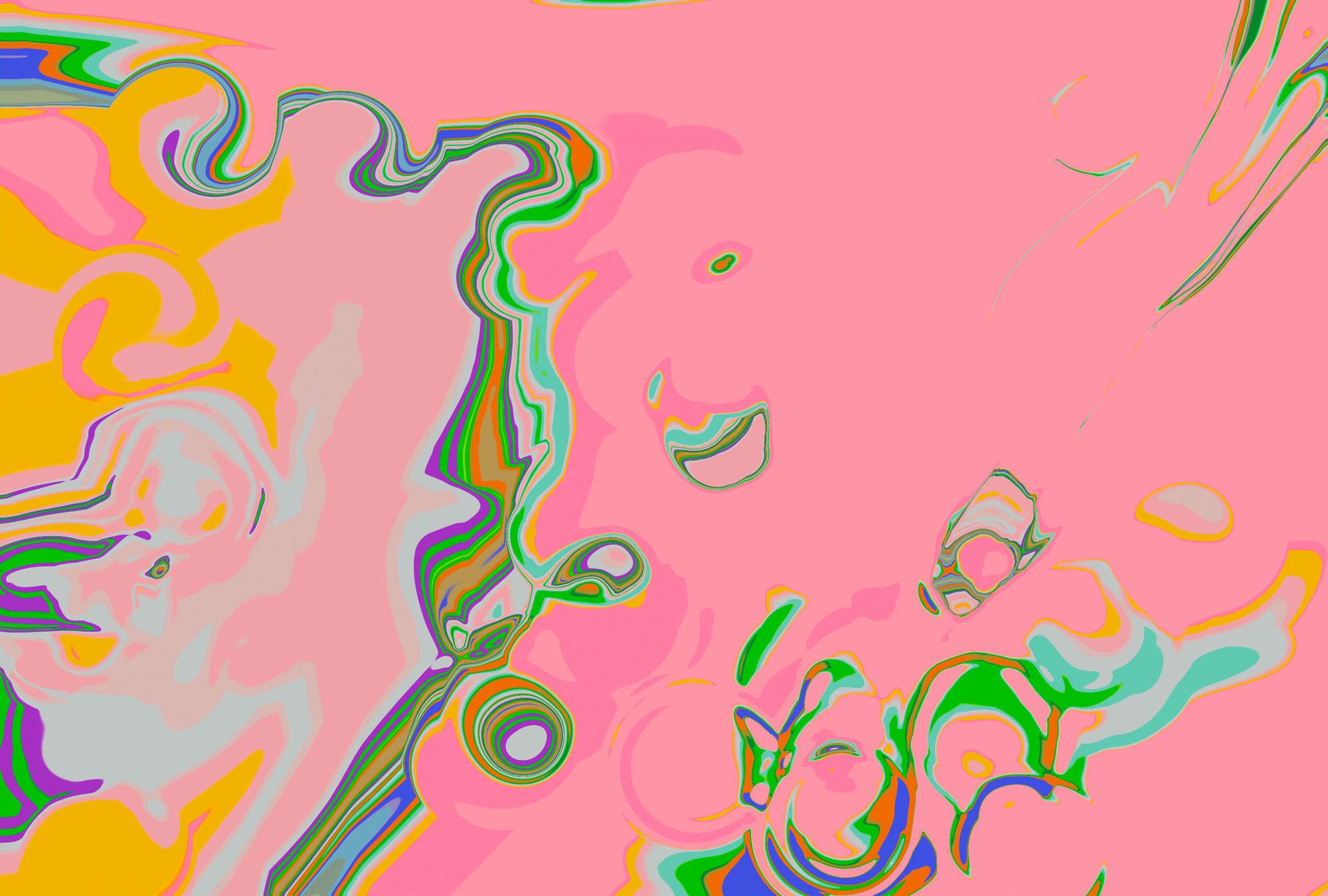             Photo wallpaper »fluxus« - colour splash colourful - pink, green | matt, smooth non-woven
        