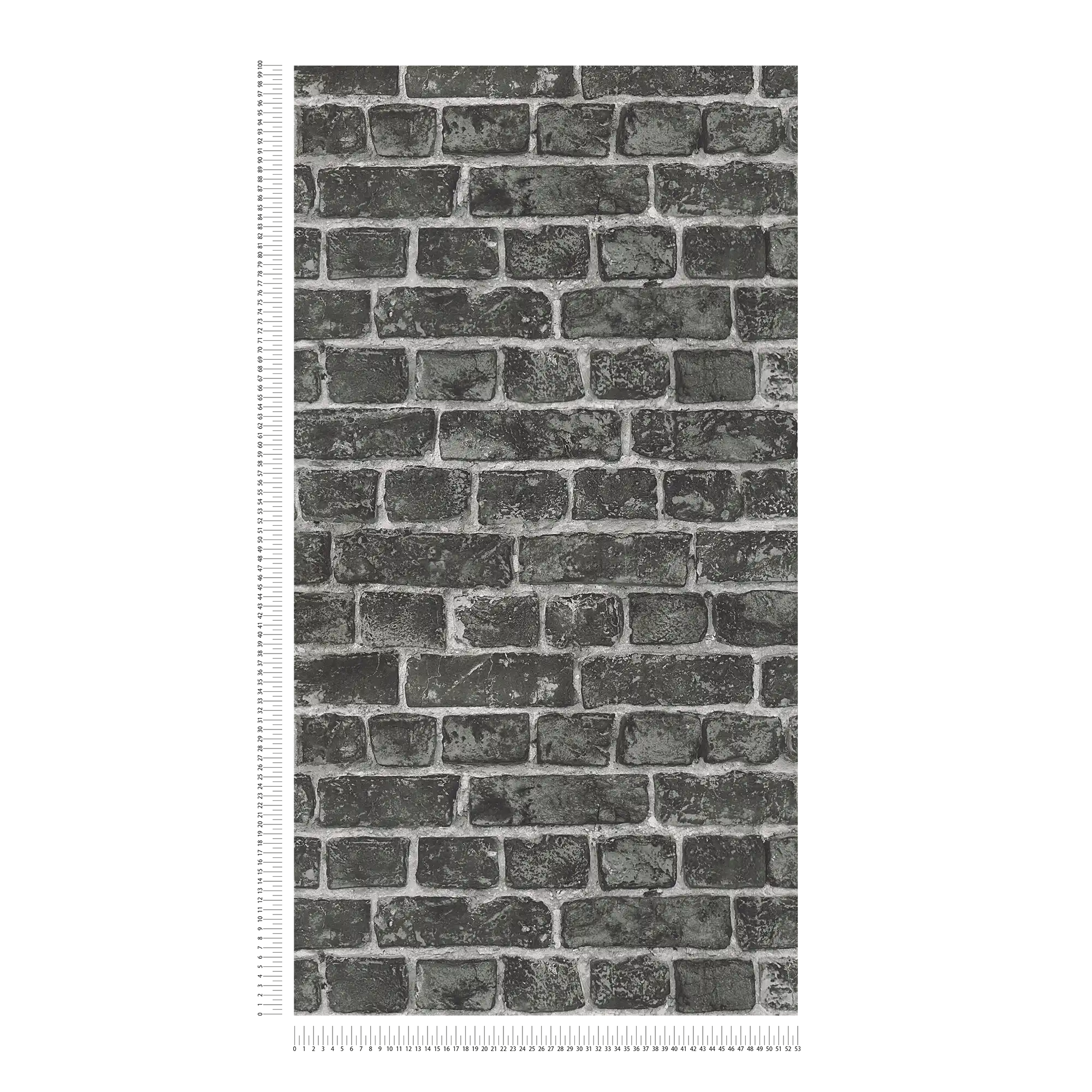             Papier peint mur en pierres naturelles avec briques gris foncé et joints clairs - noir, gris
        