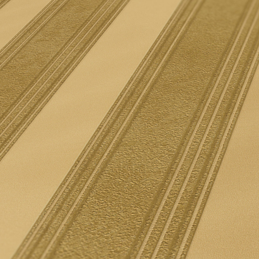             Gouden streep behang met lijnen & textuur effect - metallic
        
