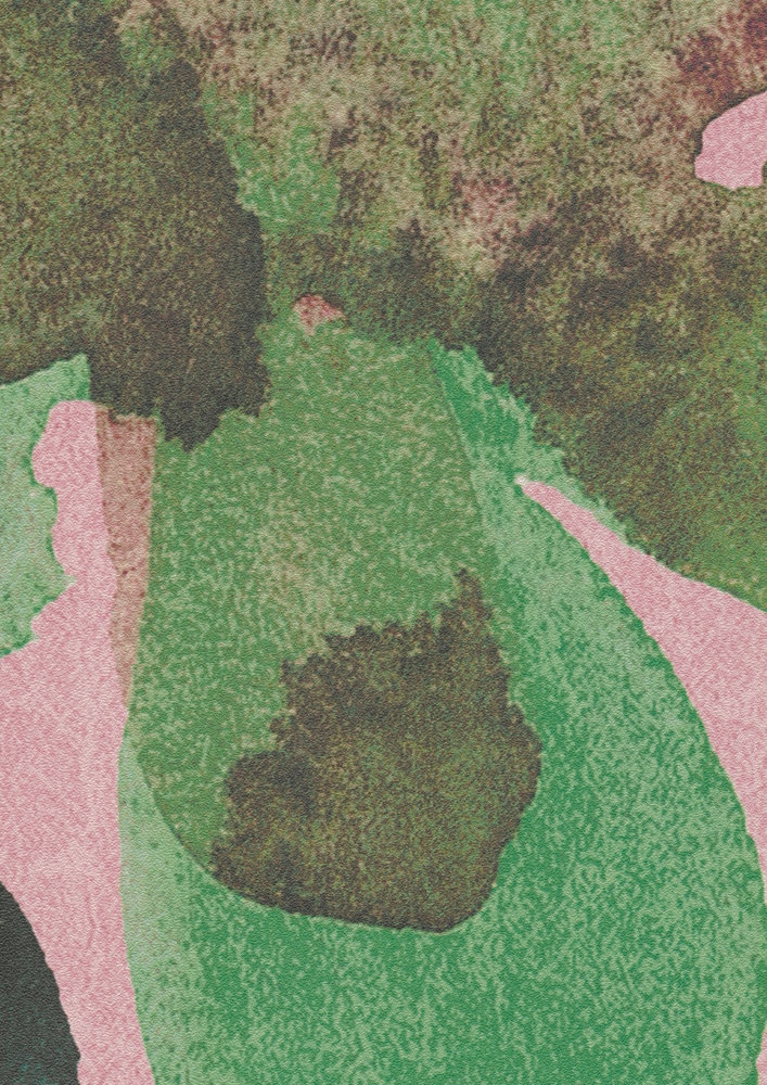             Carte da parati novità - Carta da parati con motivo acquerello a fiori, rosa e verde
        