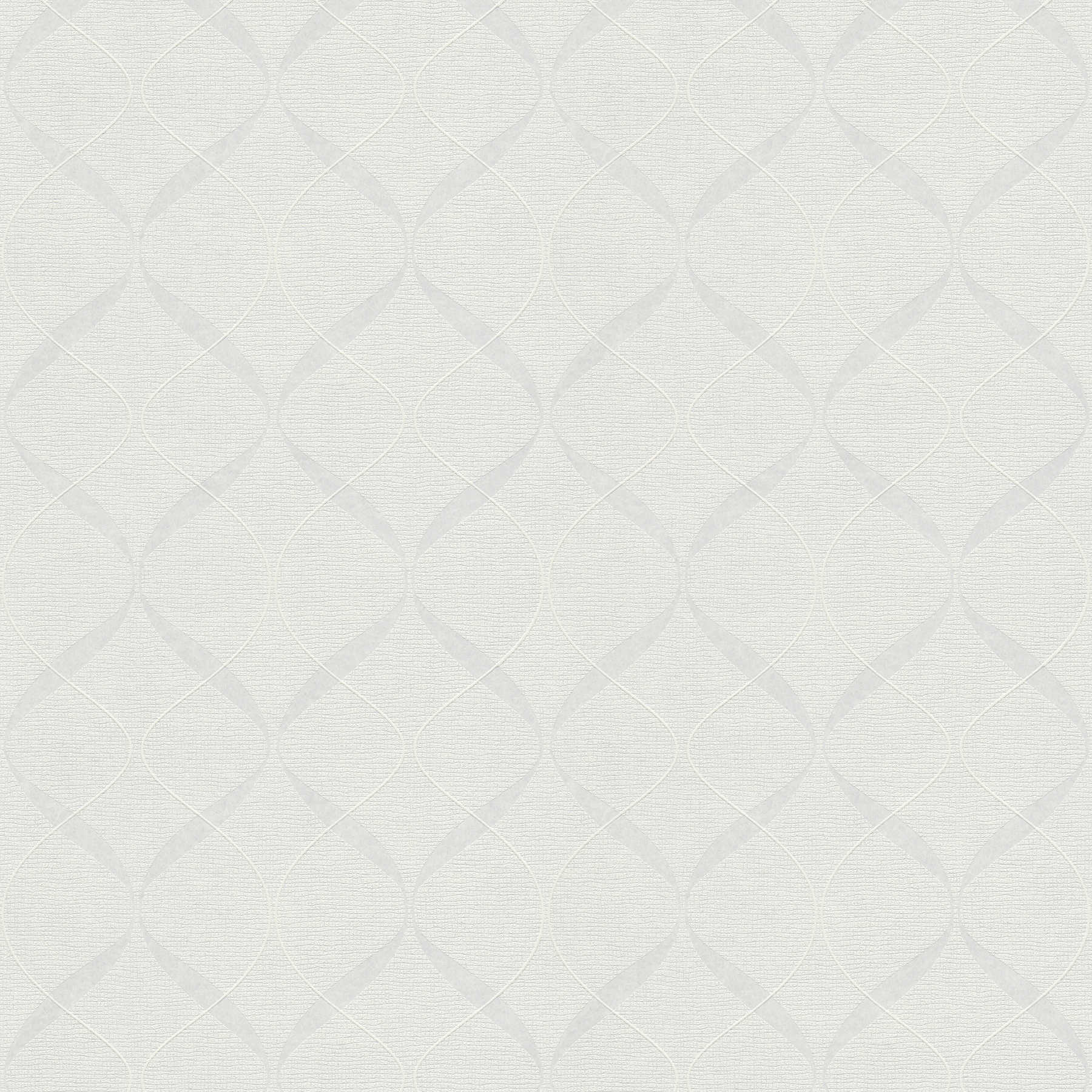 Papel pintado no tejido con textura 3D en estilo retro de los años 60 - Blanco
