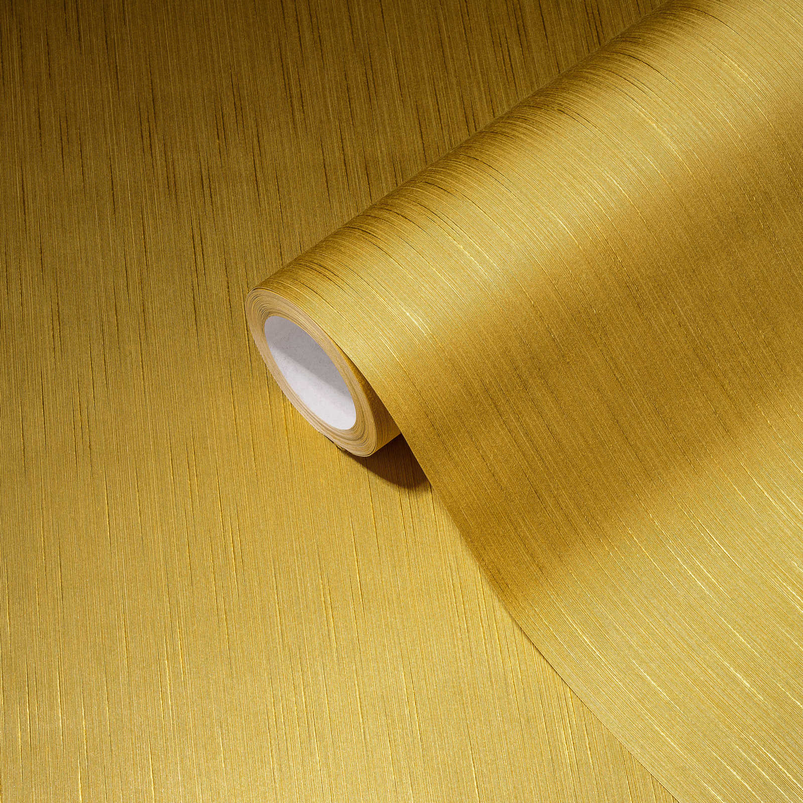             Papier peint jaune moutarde intissé avec motif chiné - jaune
        