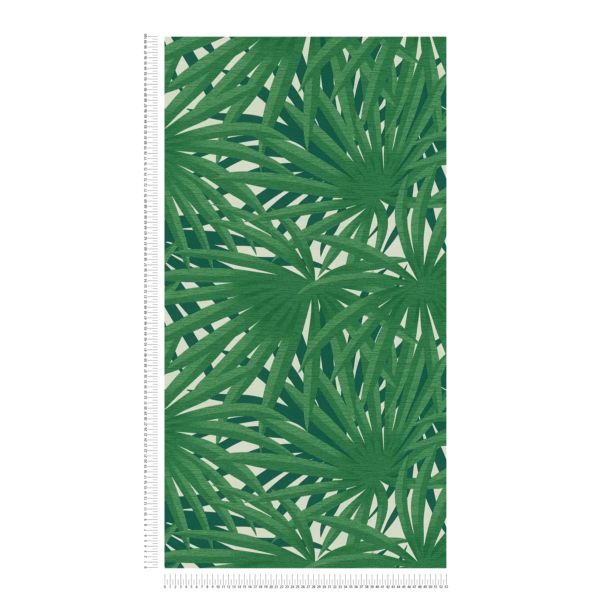             Papel pintado tropical con diseño selvático y brillo metálico - verde, metálico, blanco
        